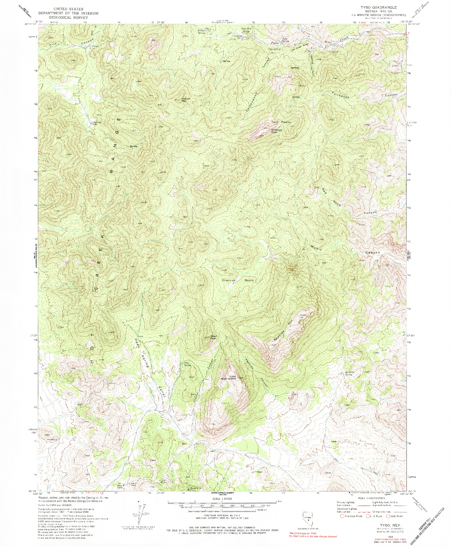 USGS 1:24000-SCALE QUADRANGLE FOR TYBO, NV 1968