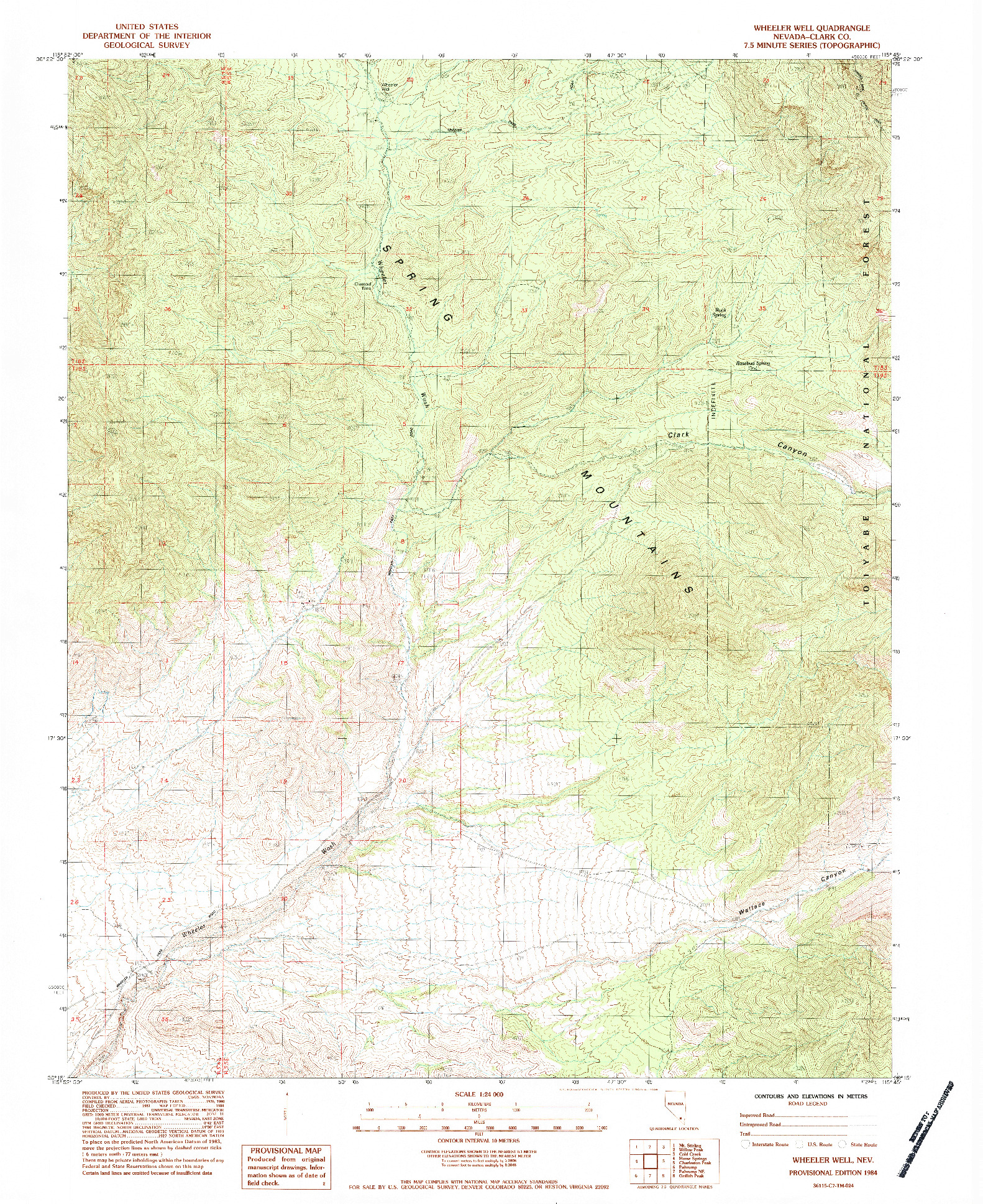 USGS 1:24000-SCALE QUADRANGLE FOR WHEELER WELL, NV 1984
