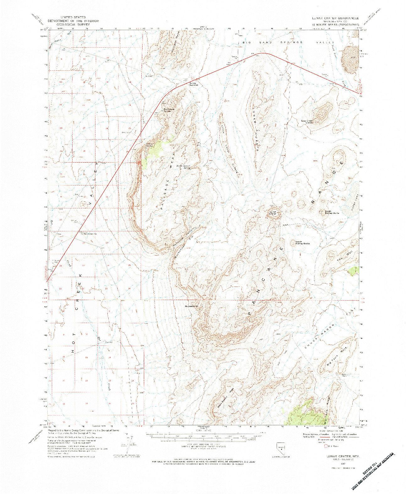 USGS 1:62500-SCALE QUADRANGLE FOR LUNAR CRATER, NV 1967