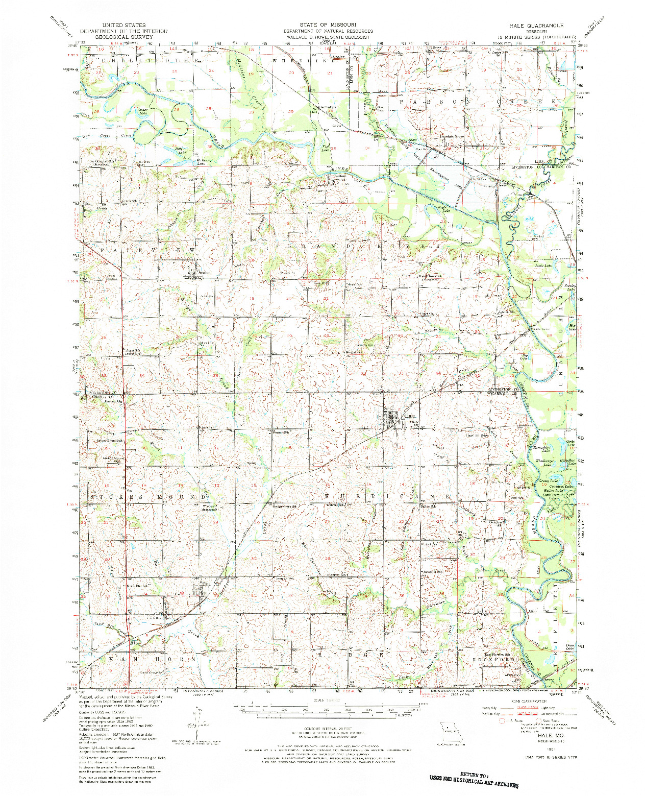 USGS 1:62500-SCALE QUADRANGLE FOR HALE, MO 1951