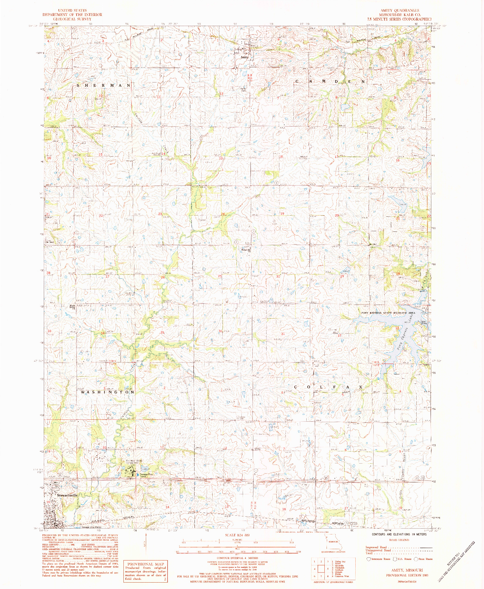 USGS 1:24000-SCALE QUADRANGLE FOR AMITY, MO 1983