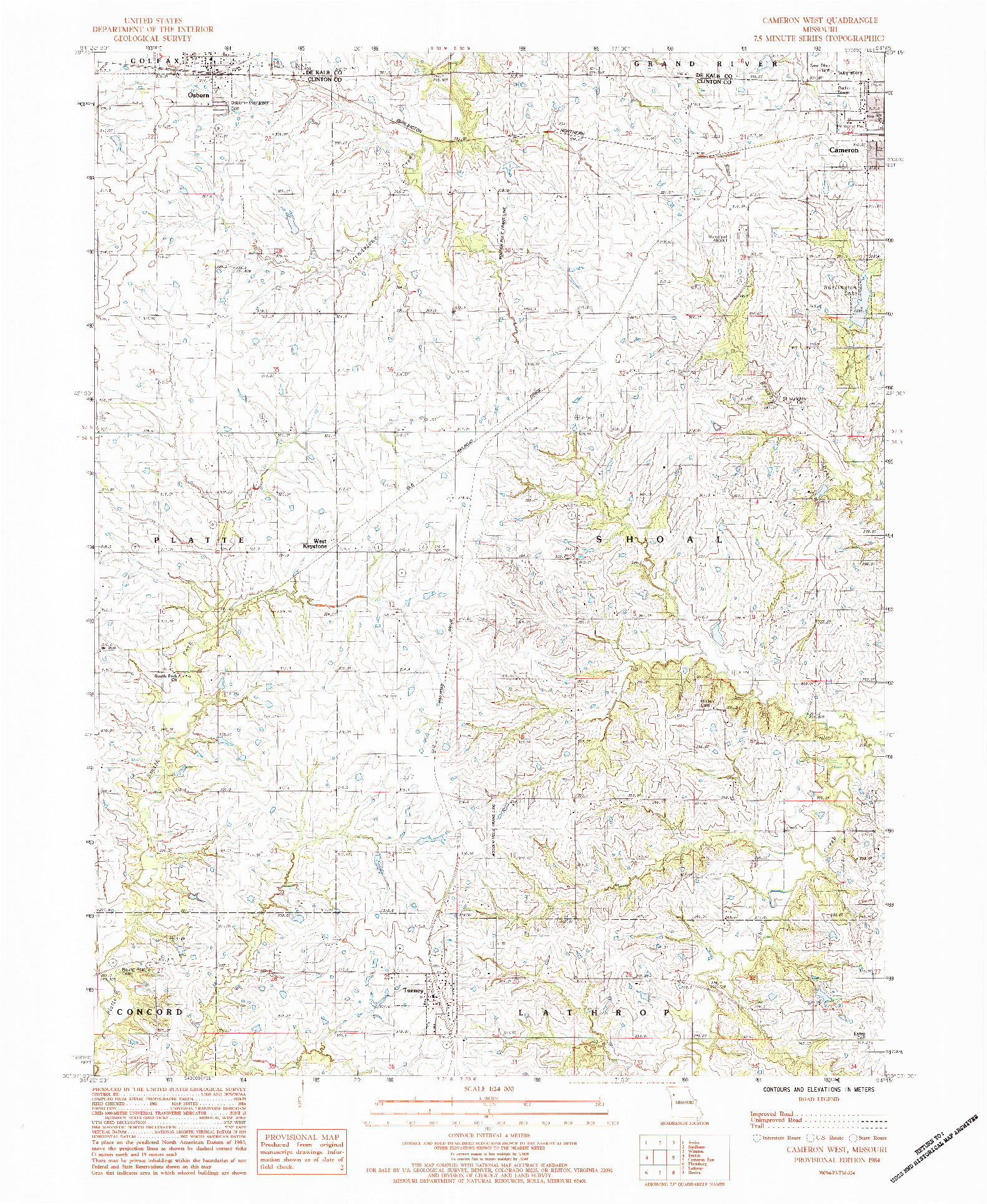 USGS 1:24000-SCALE QUADRANGLE FOR CAMERON WEST, MO 1984