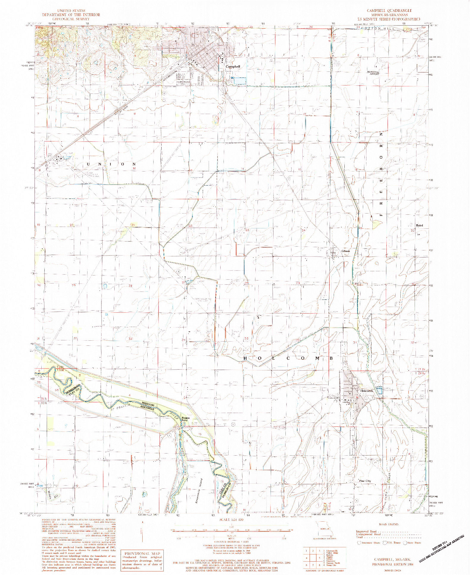 USGS 1:24000-SCALE QUADRANGLE FOR CAMPBELL, MO 1984