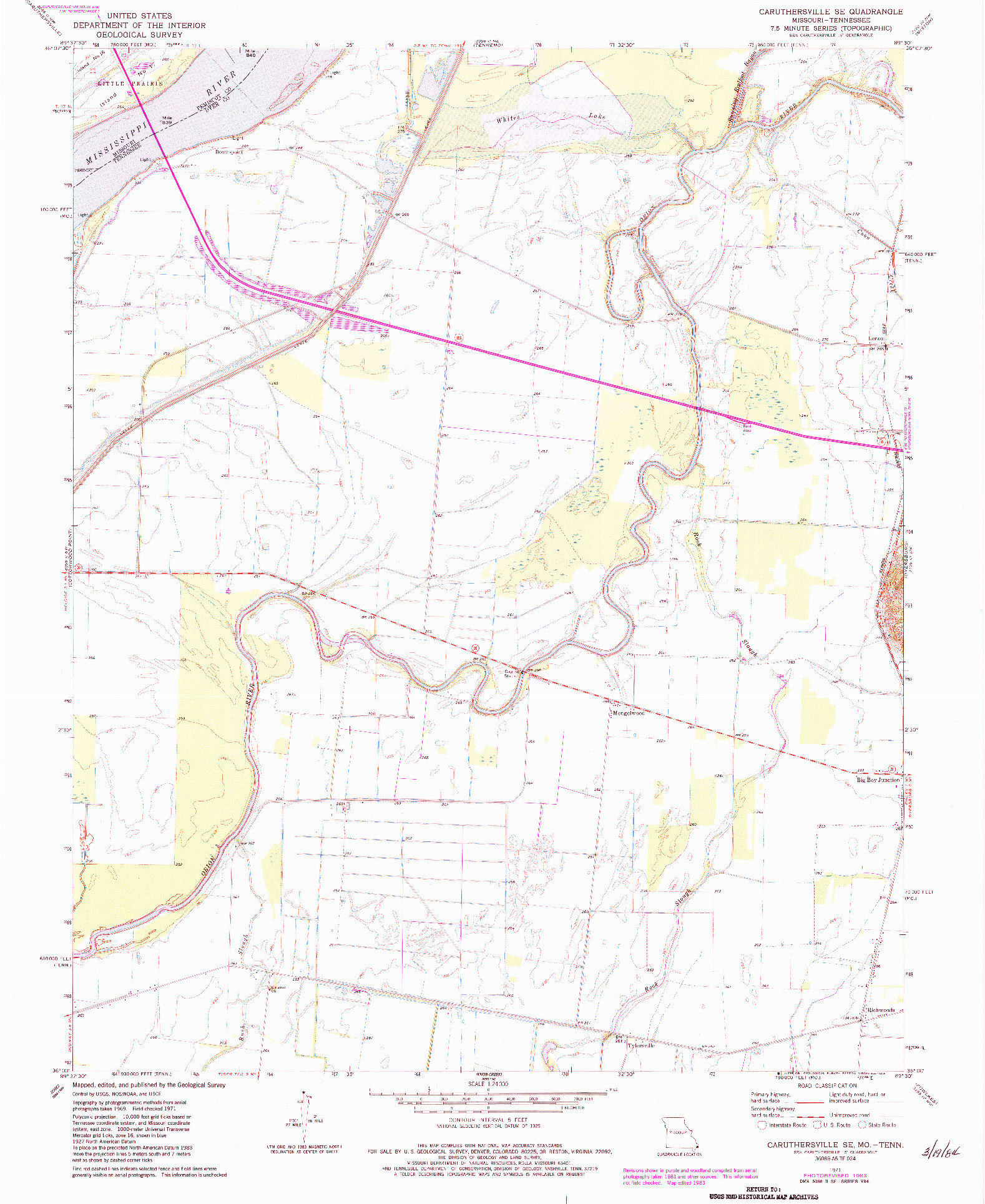 USGS 1:24000-SCALE QUADRANGLE FOR CARUTHERSVILLE SE, MO 1971
