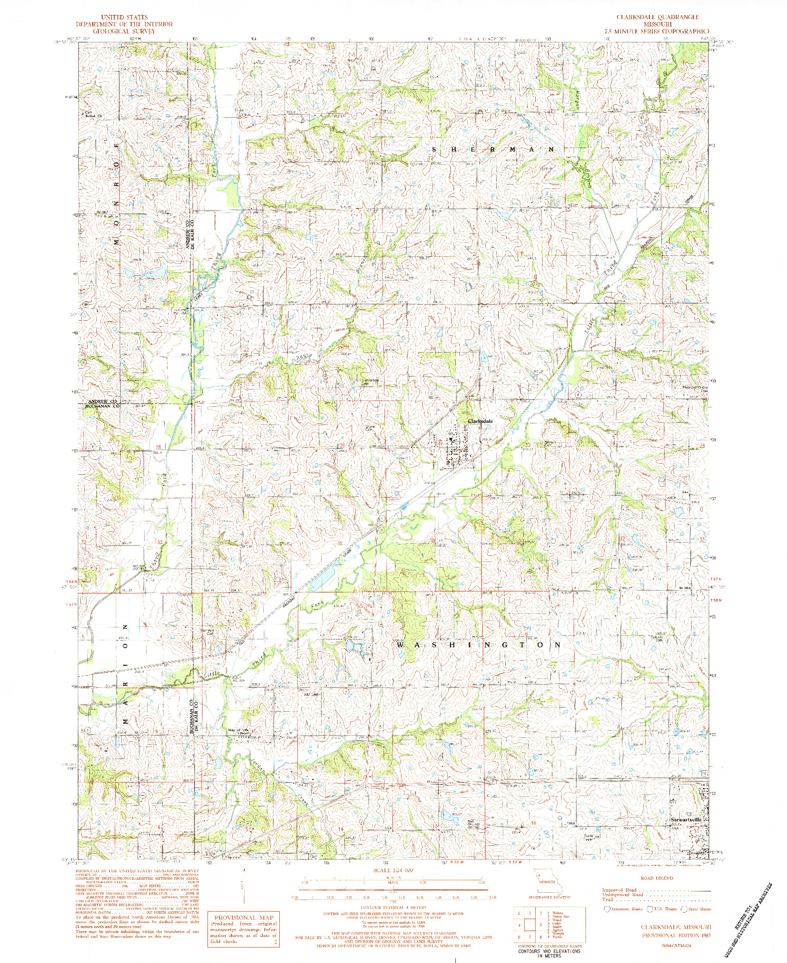 USGS 1:24000-SCALE QUADRANGLE FOR CLARKSDALE, MO 1983