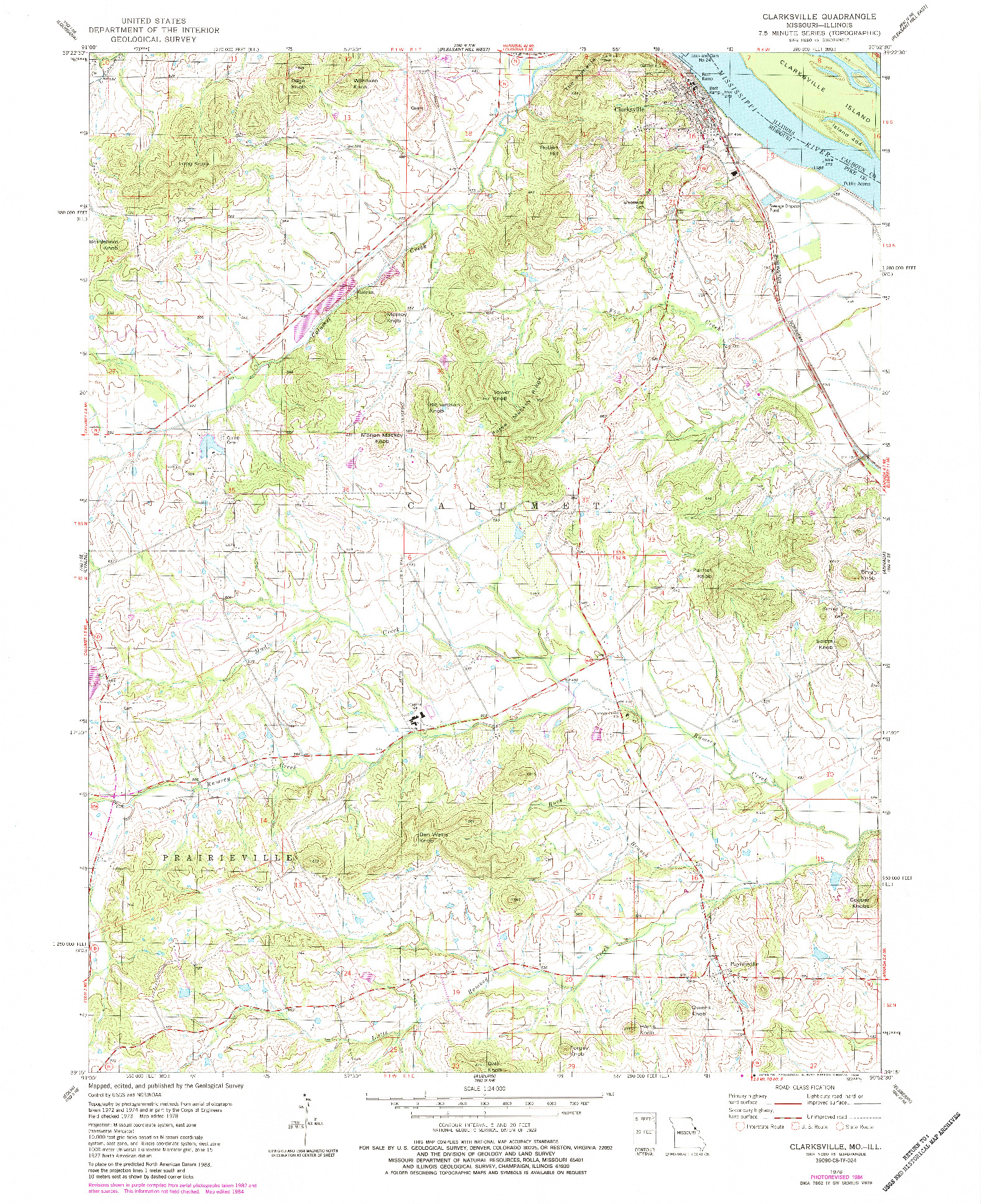 USGS 1:24000-SCALE QUADRANGLE FOR CLARKSVILLE, MO 1978