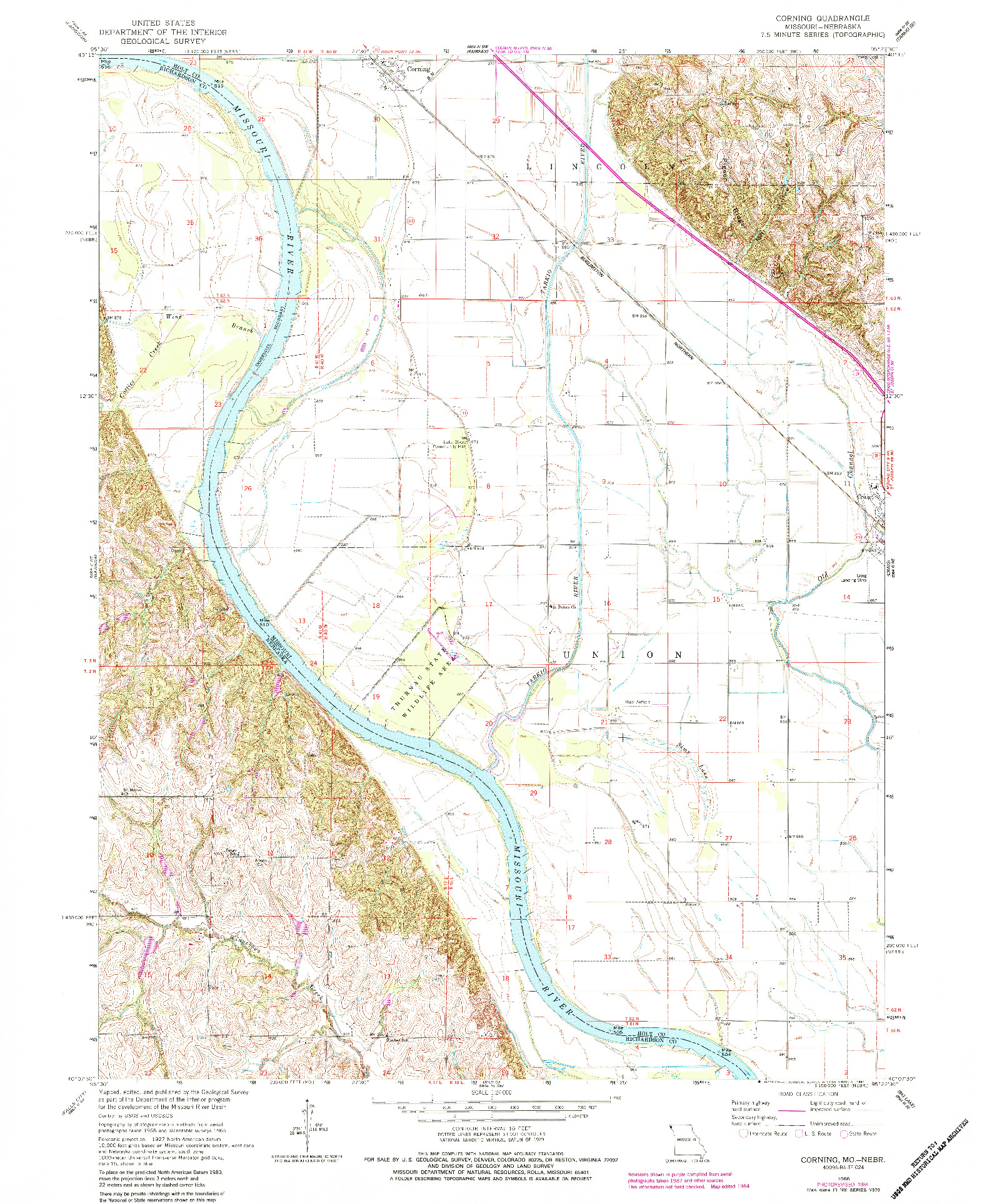 USGS 1:24000-SCALE QUADRANGLE FOR CORNING, MO 1966