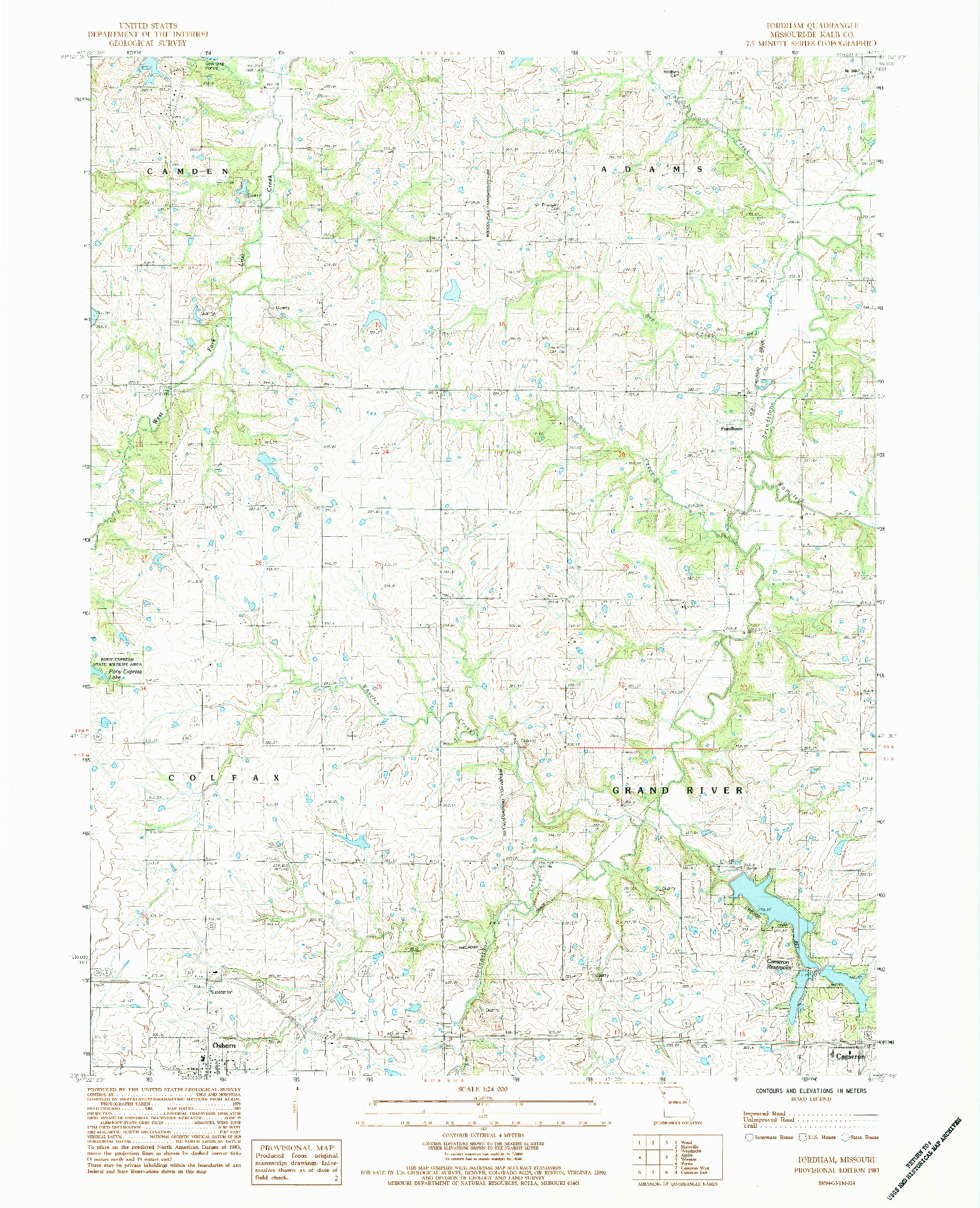 USGS 1:24000-SCALE QUADRANGLE FOR FORDHAM, MO 1983