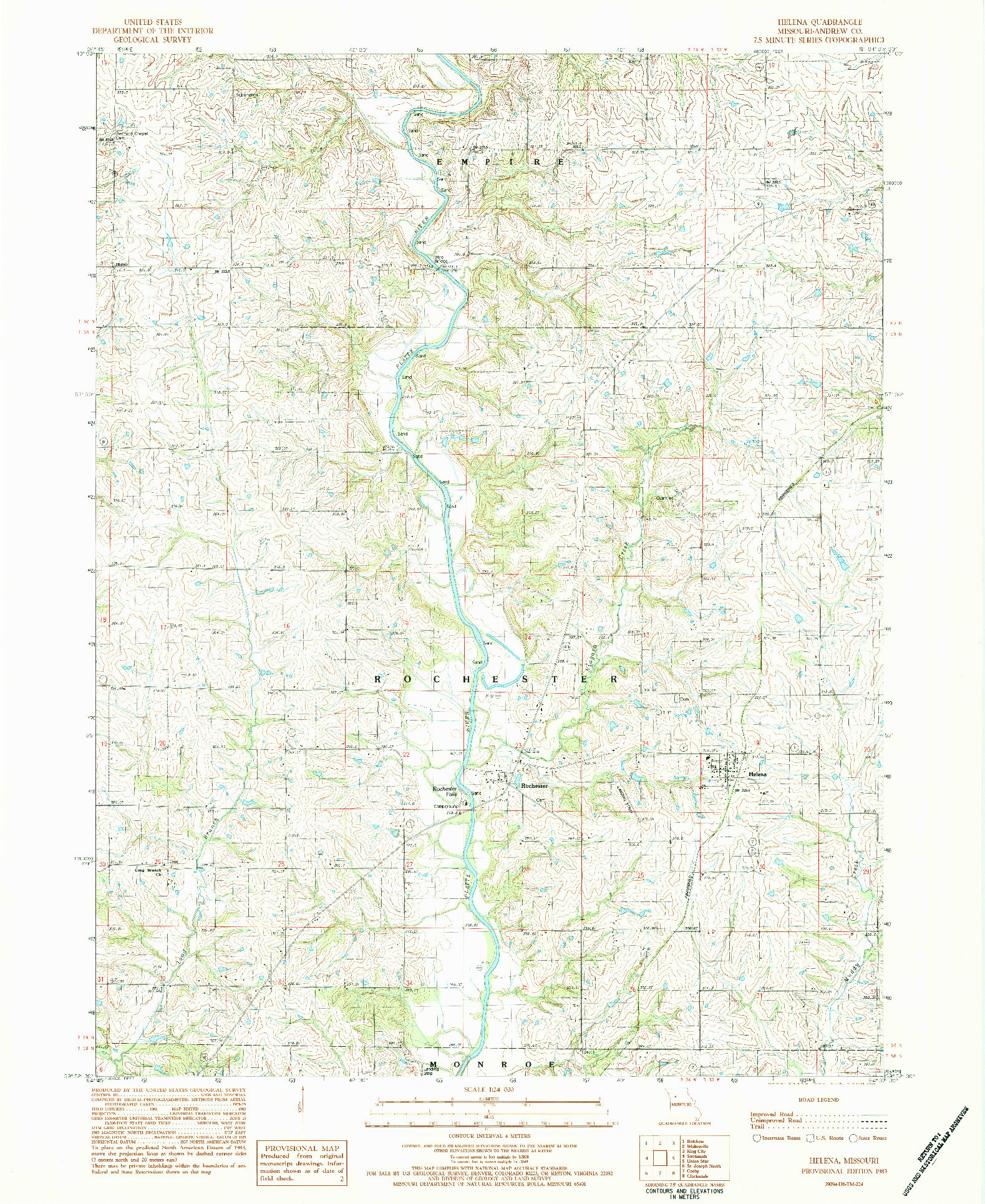 USGS 1:24000-SCALE QUADRANGLE FOR HELENA, MO 1983
