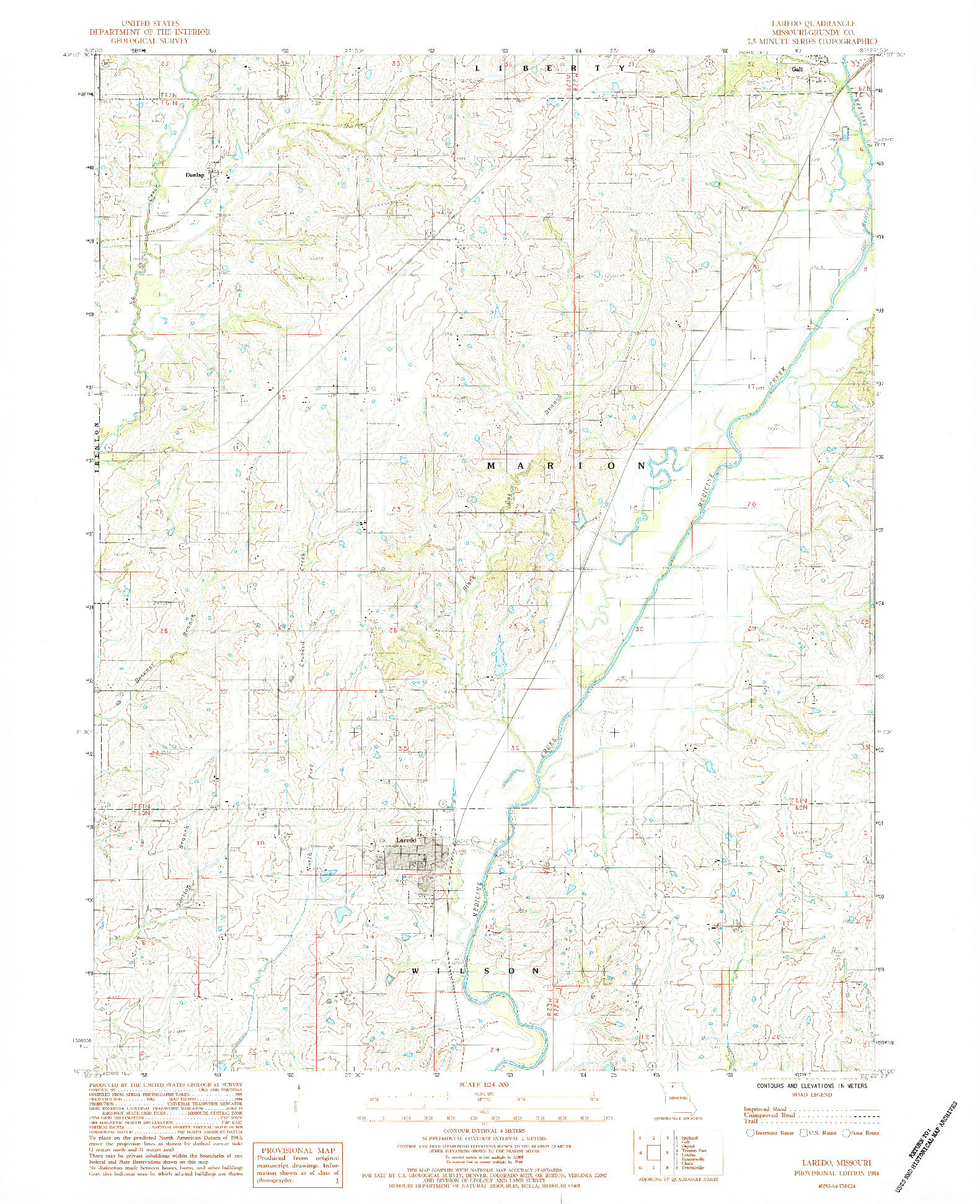 USGS 1:24000-SCALE QUADRANGLE FOR LAREDO, MO 1984