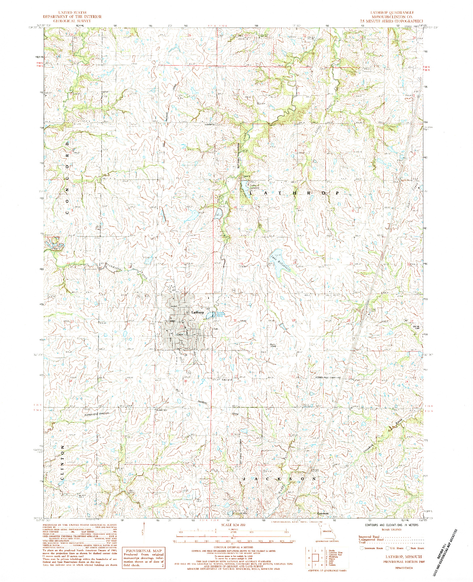 USGS 1:24000-SCALE QUADRANGLE FOR LATHROP, MO 1984