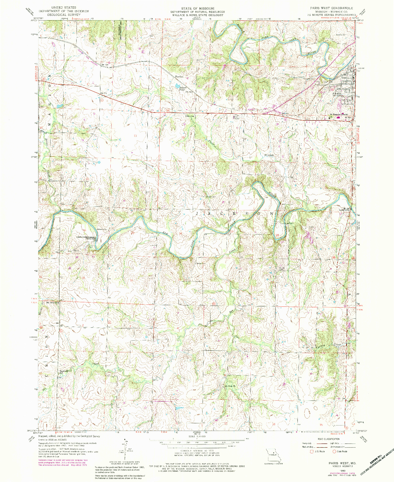 USGS 1:24000-SCALE QUADRANGLE FOR PARIS WEST, MO 1960