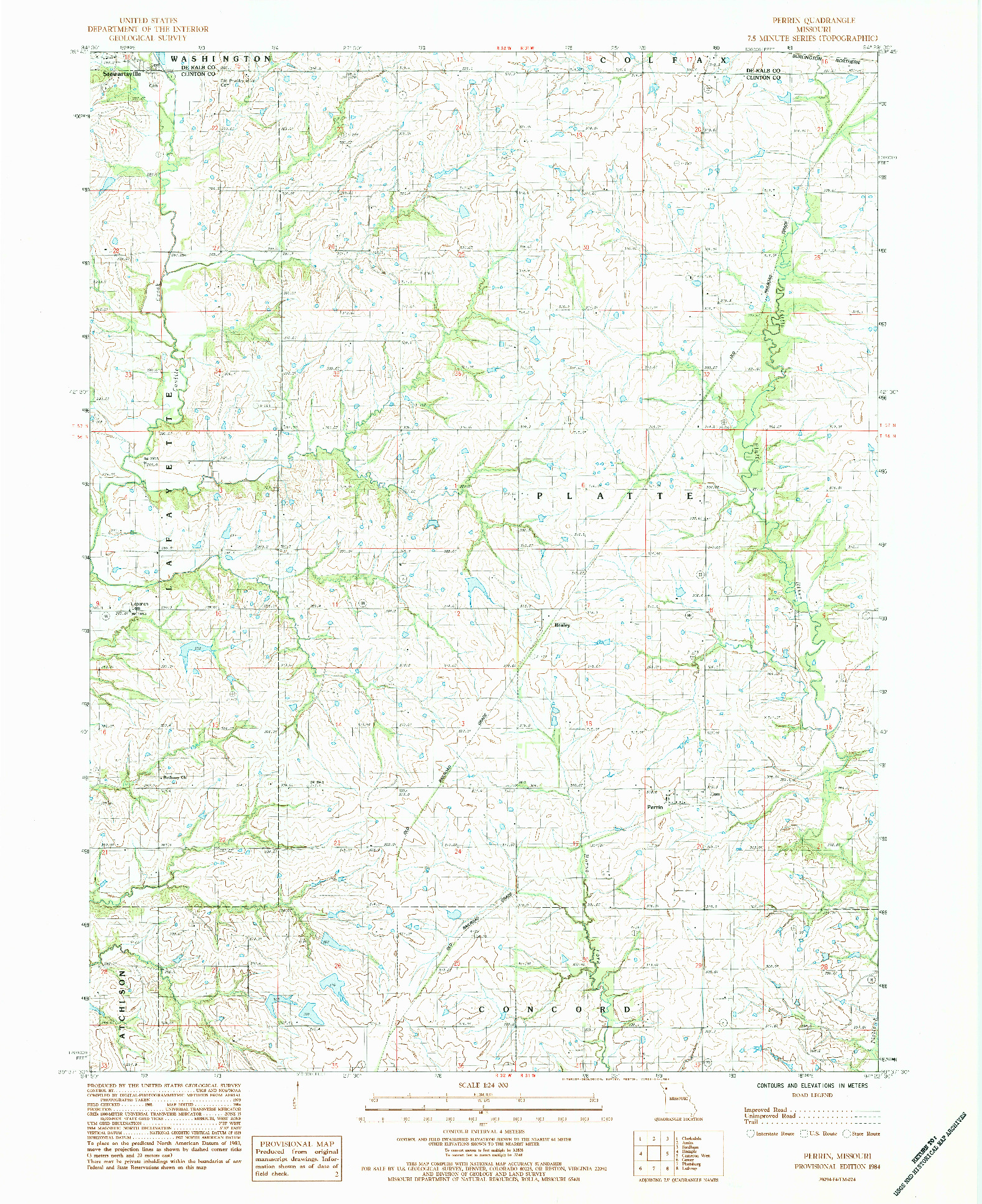 USGS 1:24000-SCALE QUADRANGLE FOR PERRIN, MO 1984