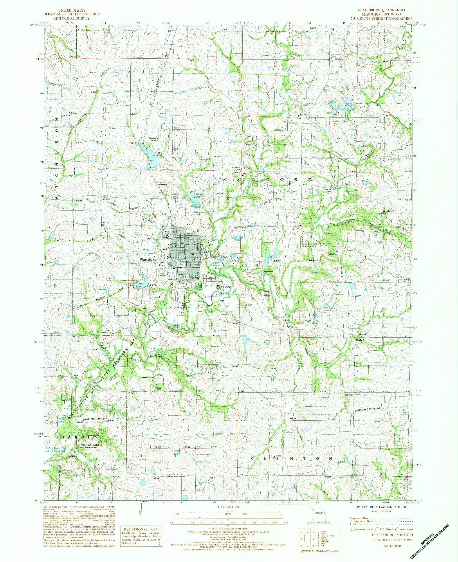 USGS 1:24000-SCALE QUADRANGLE FOR PLATTSBURG, MO 1984