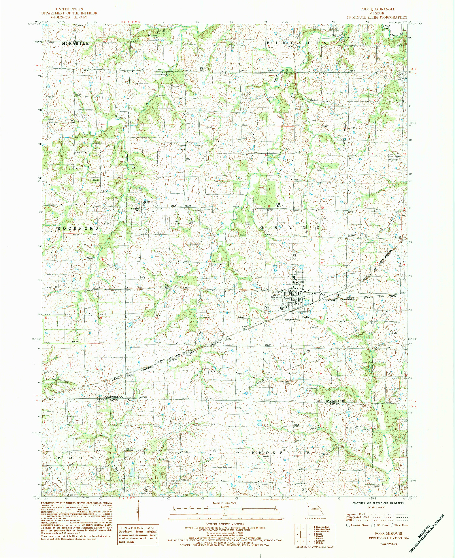 USGS 1:24000-SCALE QUADRANGLE FOR POLO, MO 1984