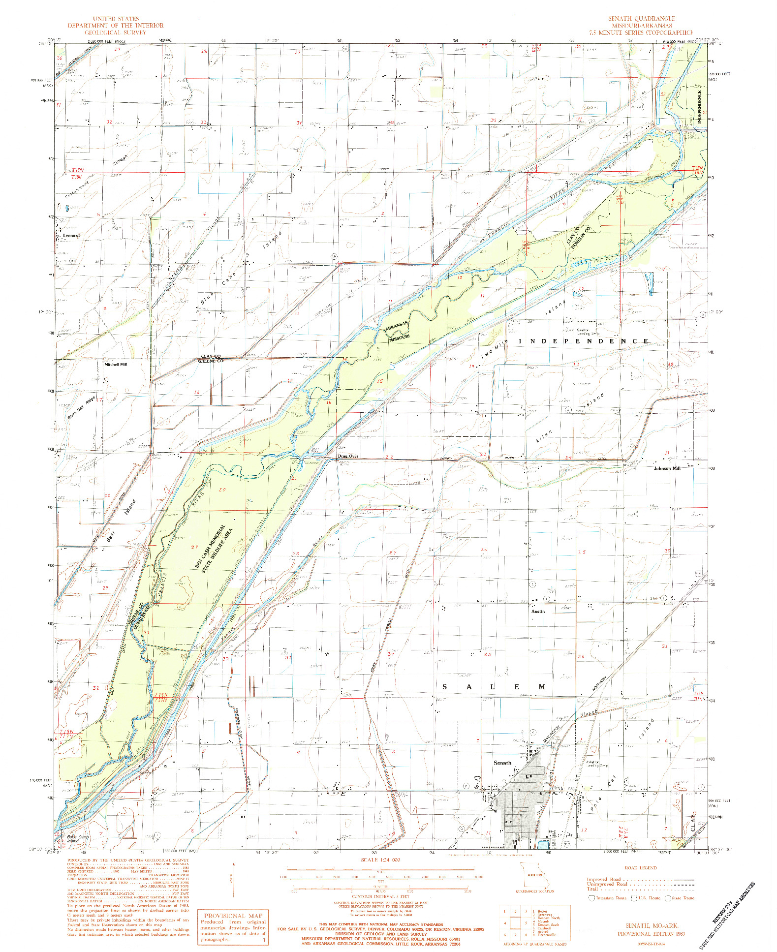 USGS 1:24000-SCALE QUADRANGLE FOR SENATH, MO 1983