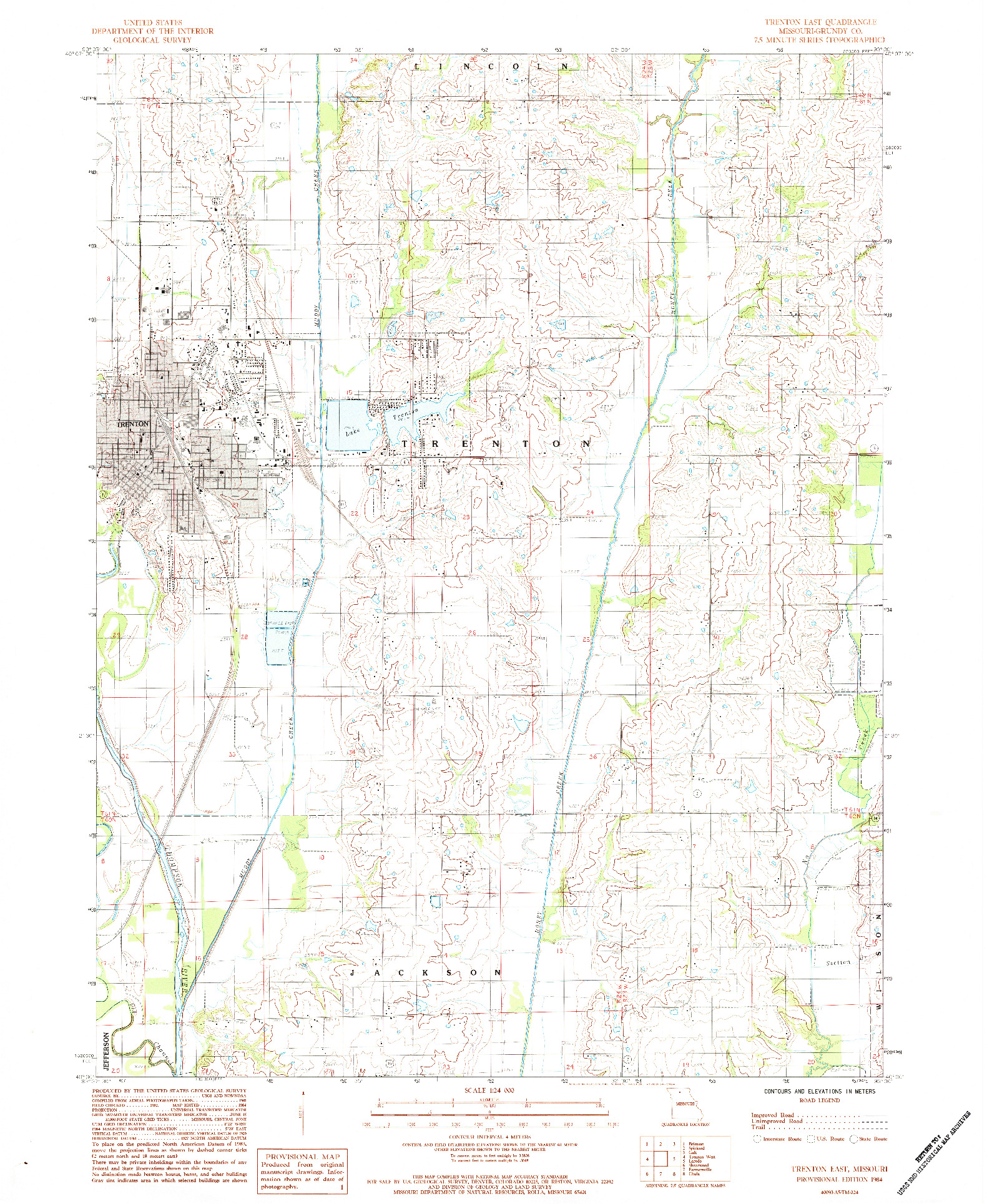 USGS 1:24000-SCALE QUADRANGLE FOR TRENTON EAST, MO 1984