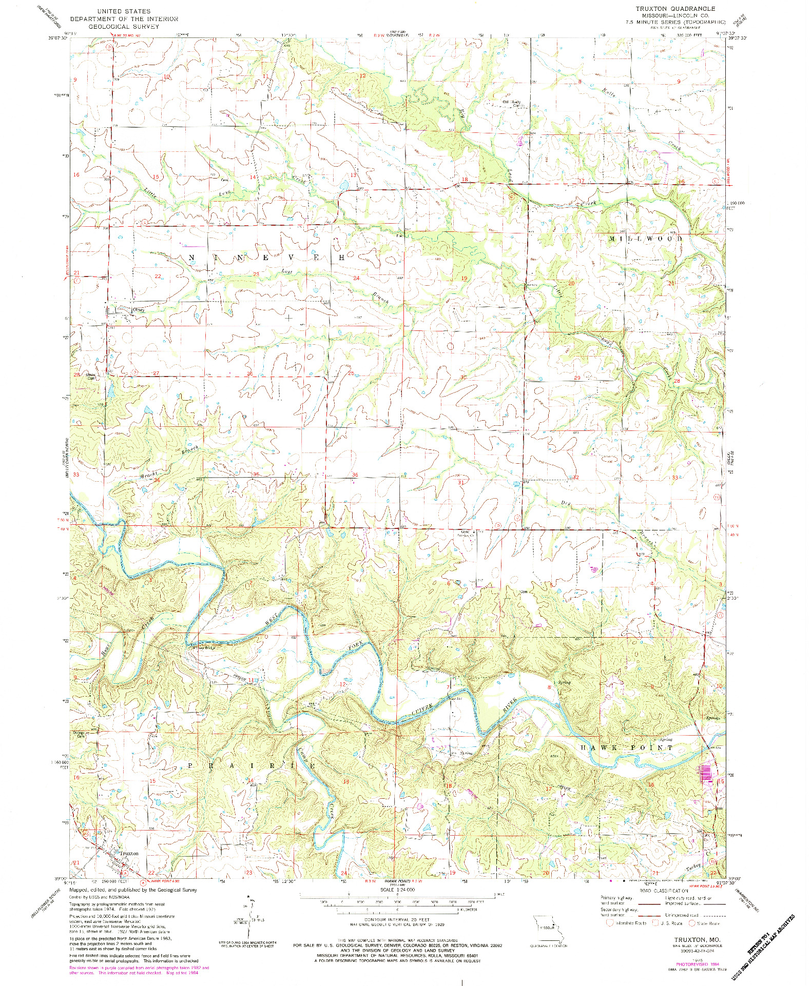 USGS 1:24000-SCALE QUADRANGLE FOR TRUXTON, MO 1975