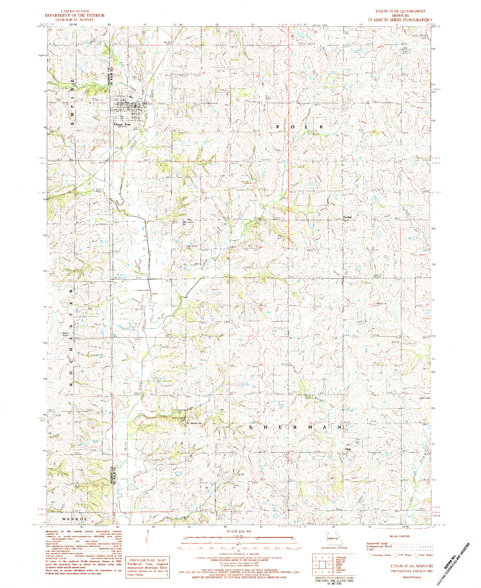 USGS 1:24000-SCALE QUADRANGLE FOR UNION STAR, MO 1983