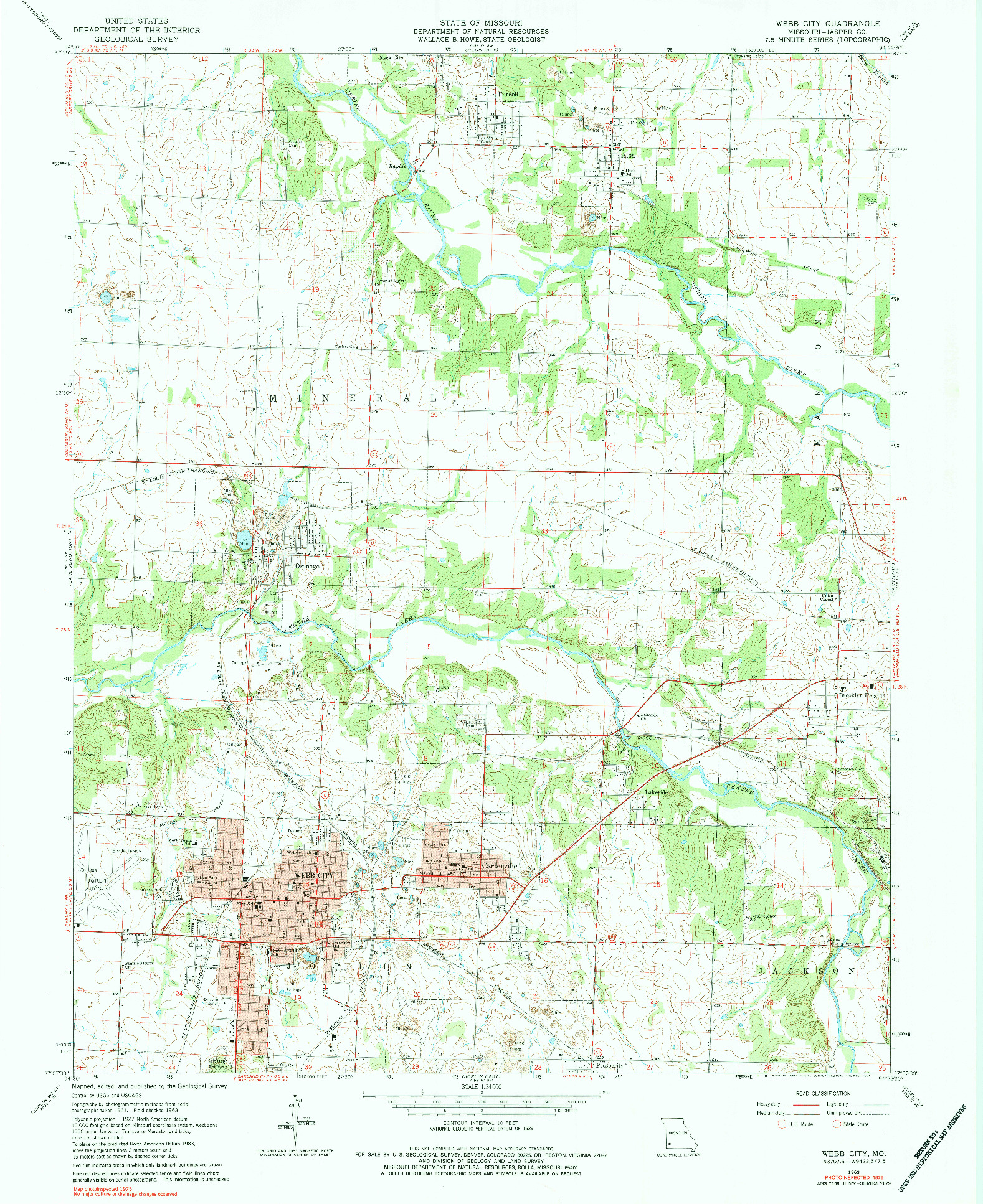 USGS 1:24000-SCALE QUADRANGLE FOR WEBB CITY, MO 1963