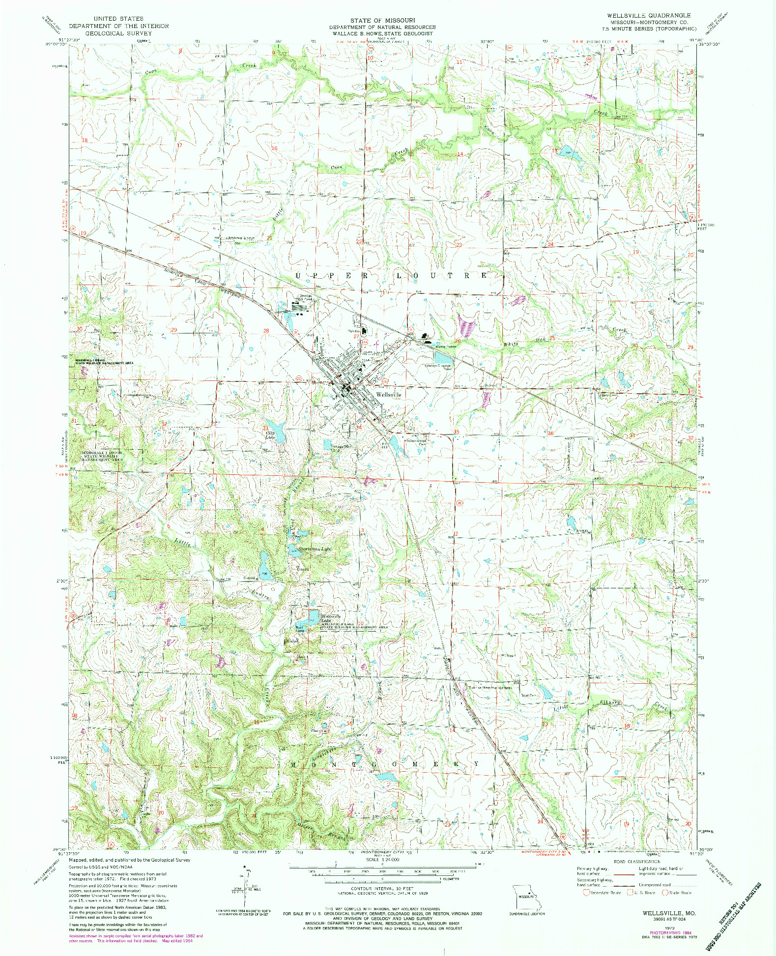 USGS 1:24000-SCALE QUADRANGLE FOR WELLSVILLE, MO 1973