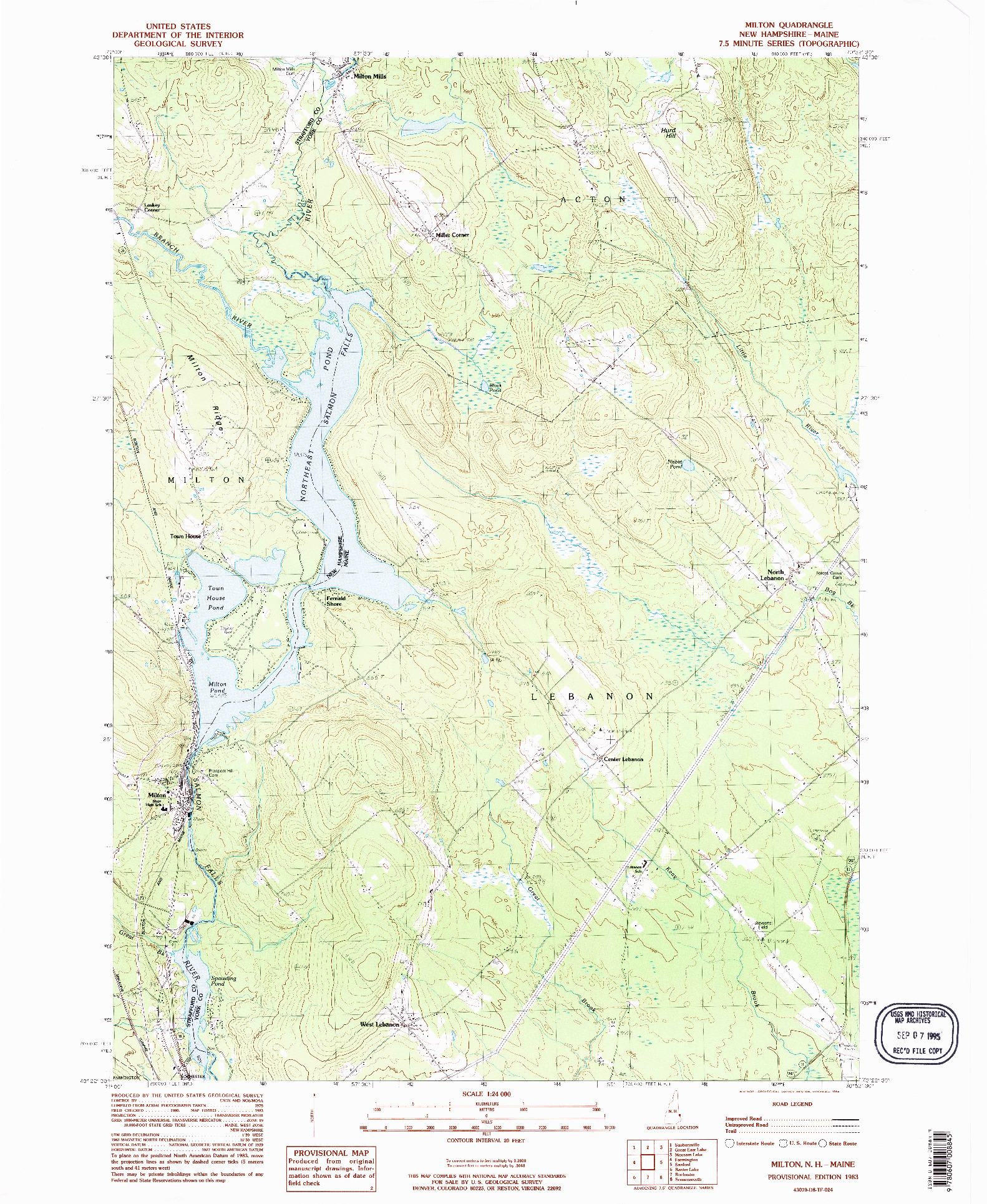 USGS 1:24000-SCALE QUADRANGLE FOR MILTON, NH 1983