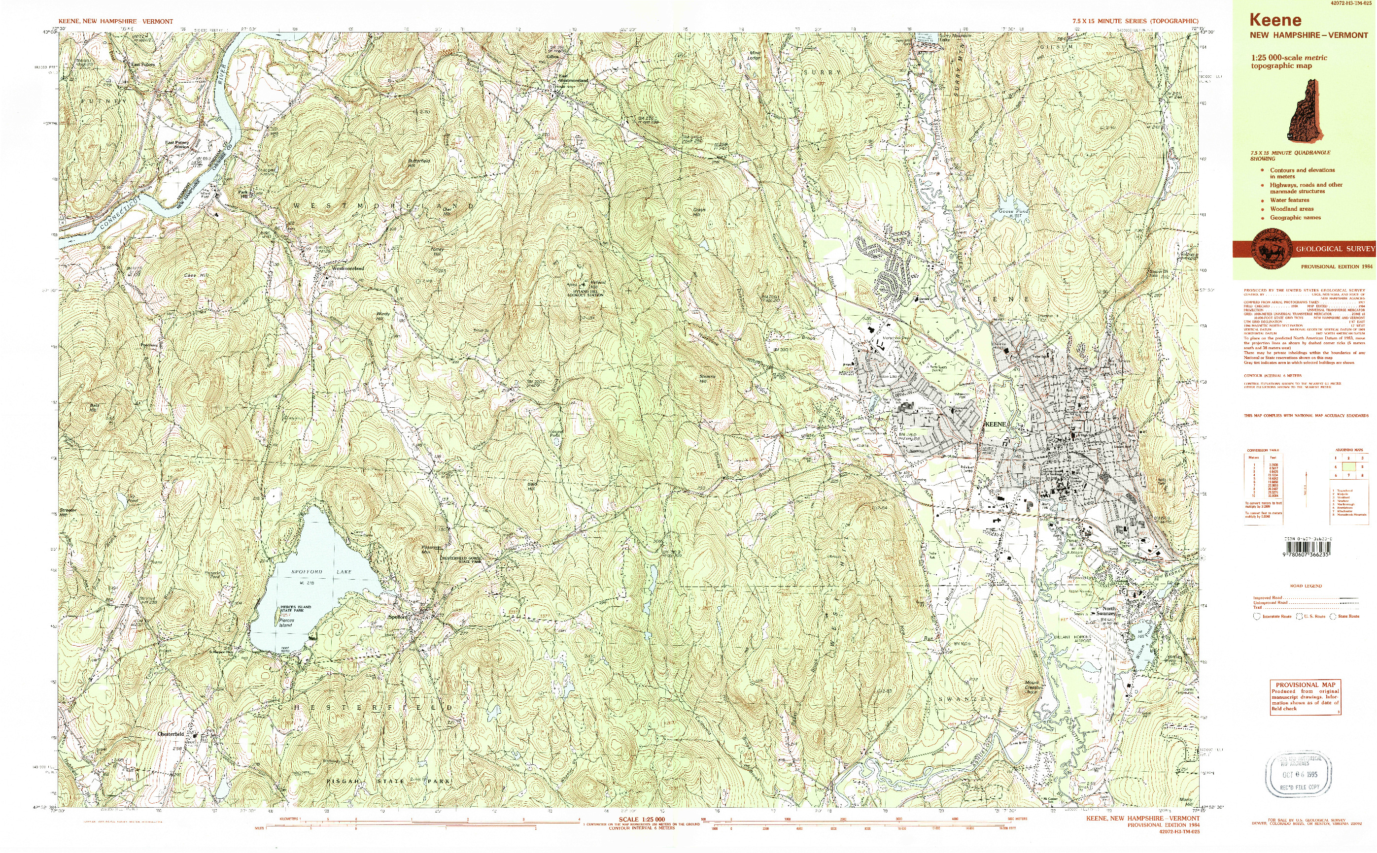 USGS 1:25000-SCALE QUADRANGLE FOR KEENE, NH 1984