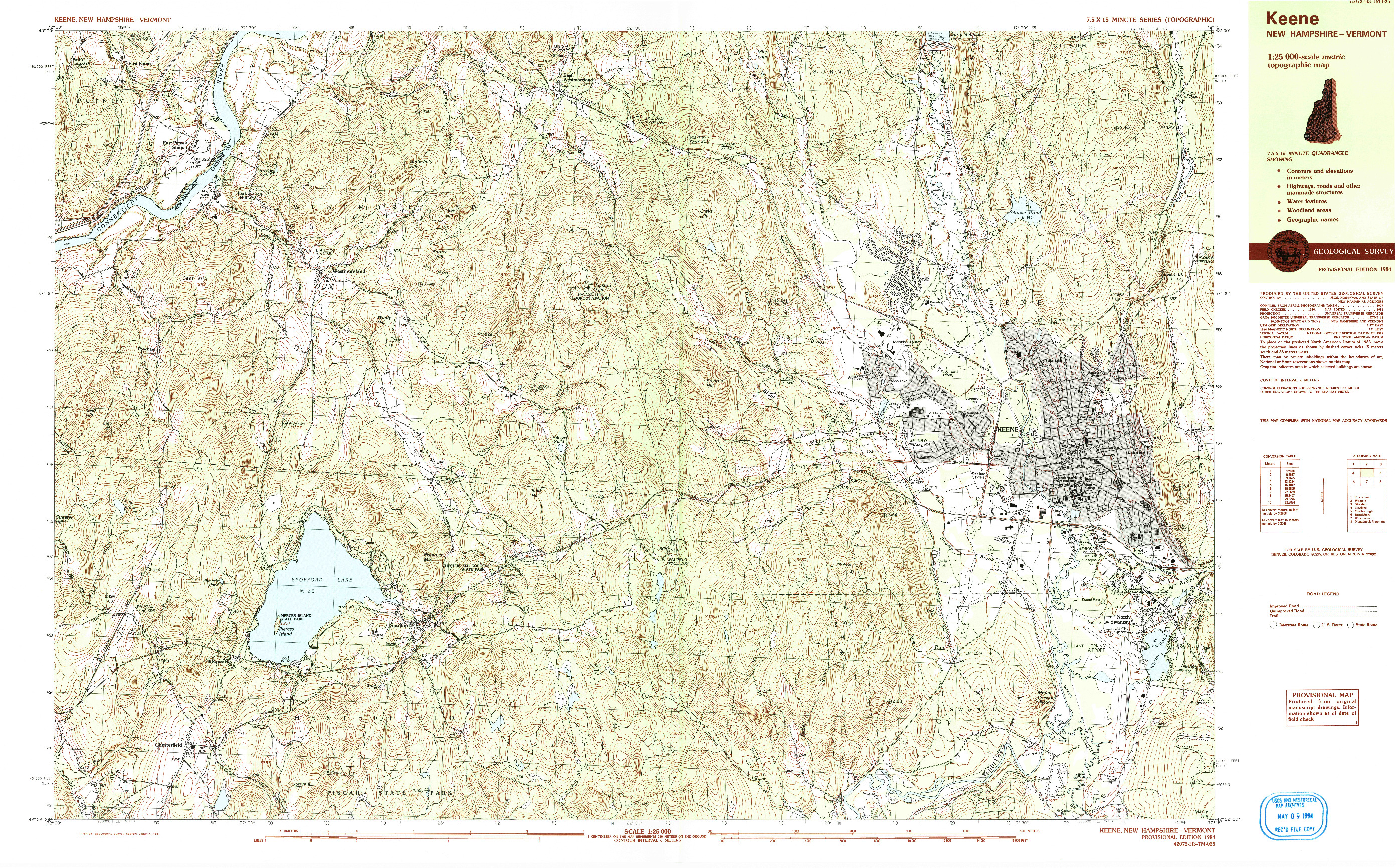 USGS 1:25000-SCALE QUADRANGLE FOR KEENE, NH 1984