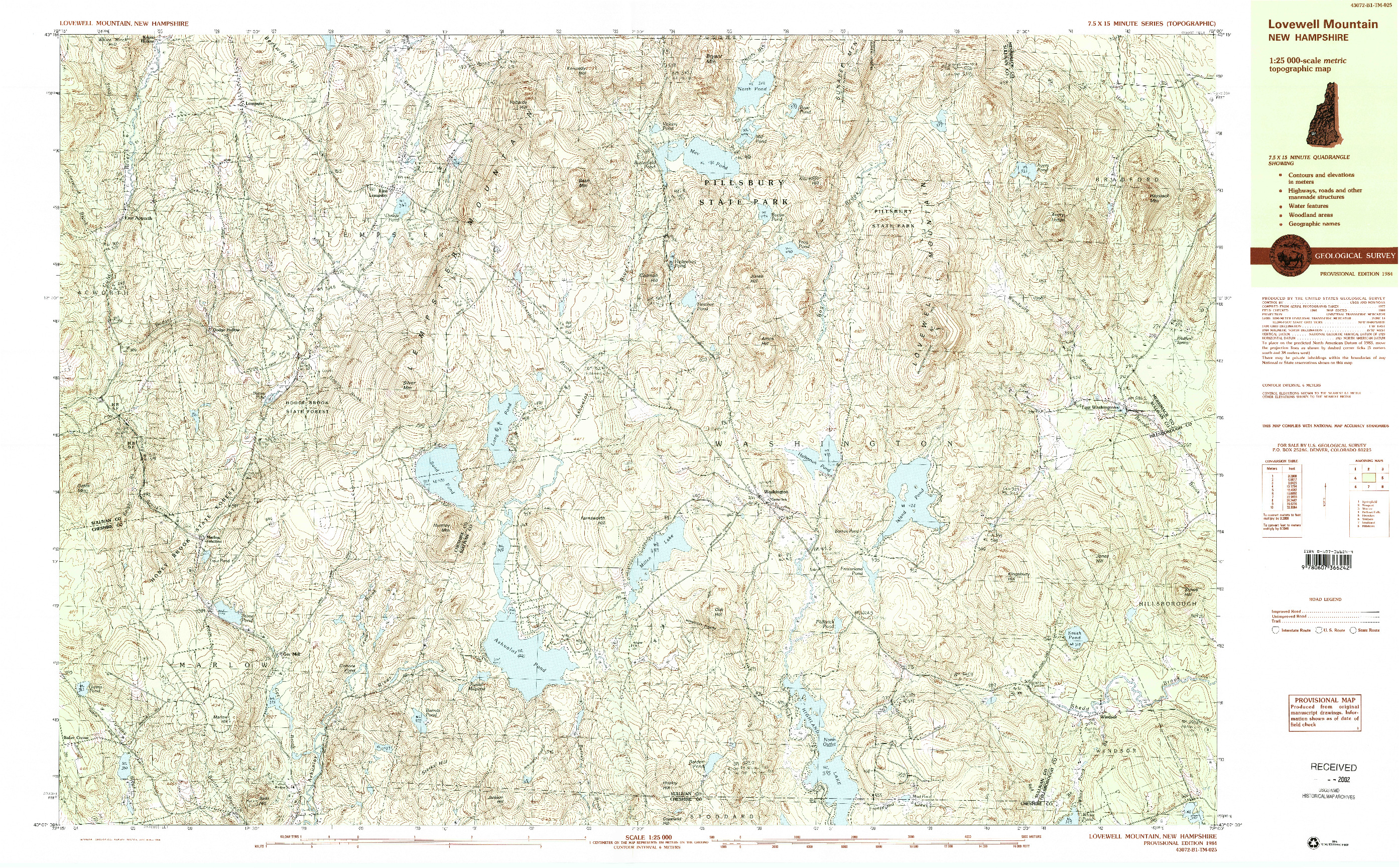 USGS 1:25000-SCALE QUADRANGLE FOR LOVEWELL MOUNTAIN, NH 1984