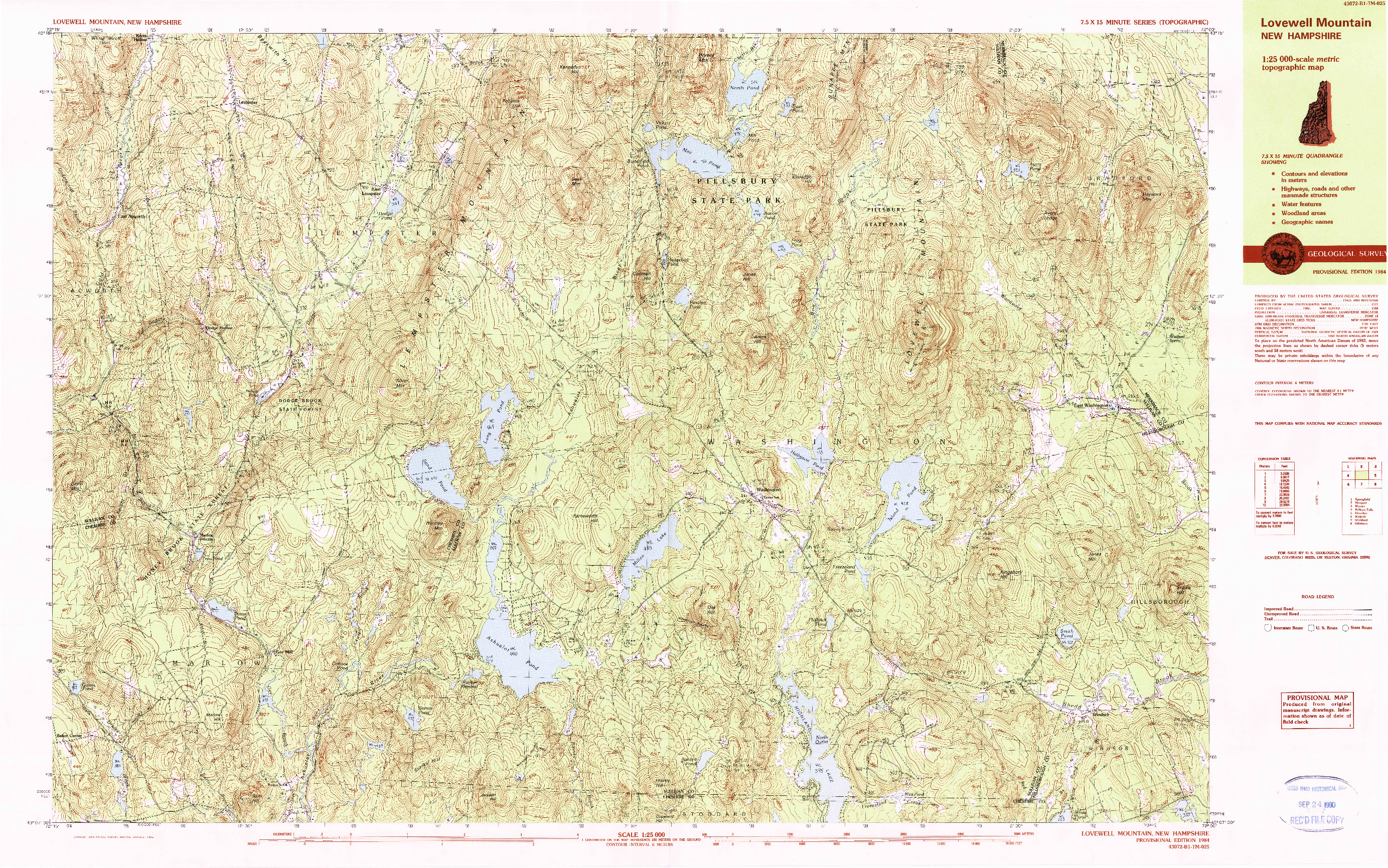 USGS 1:25000-SCALE QUADRANGLE FOR LOVEWELL MOUNTAIN, NH 1984