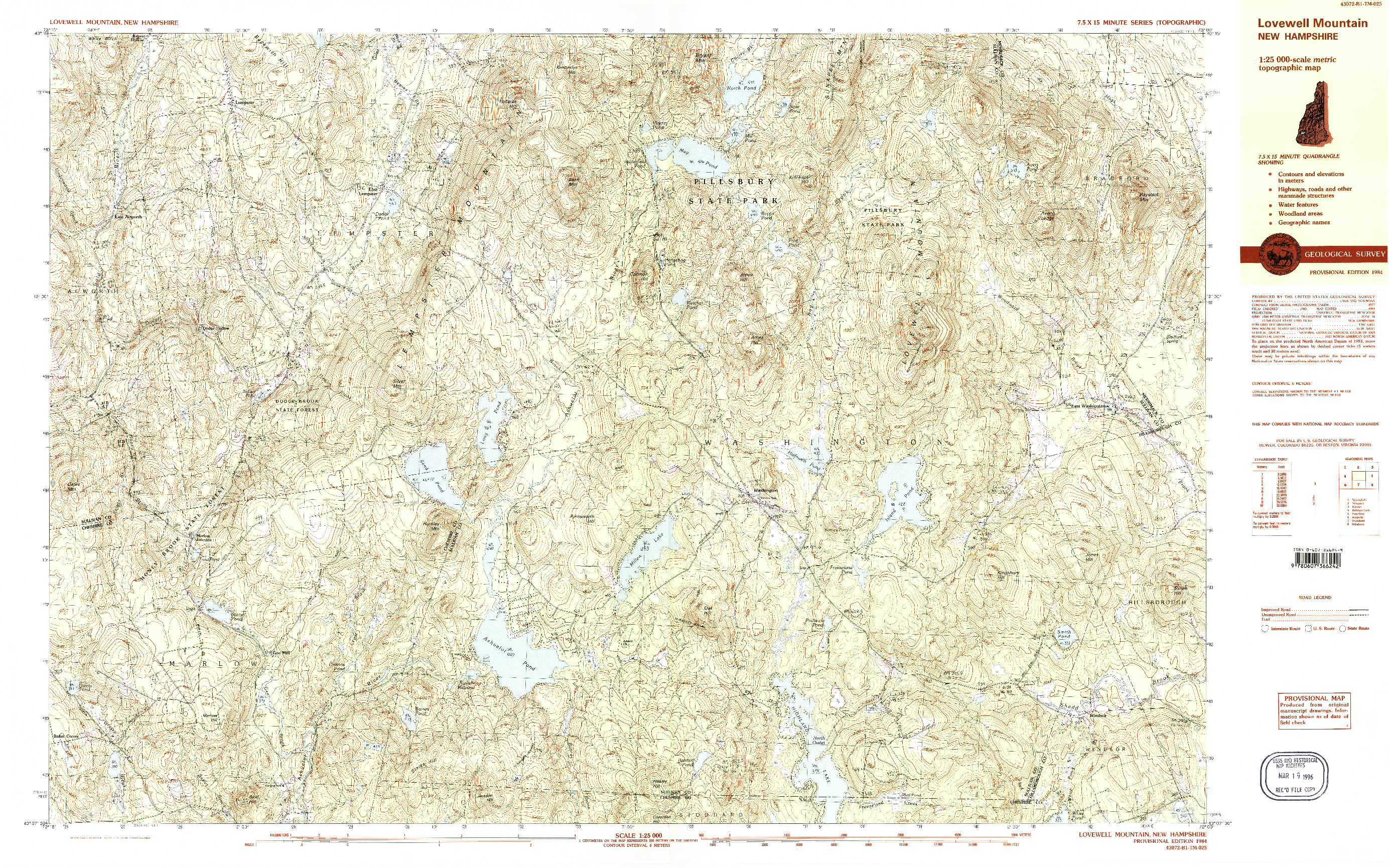 USGS 1:25000-SCALE QUADRANGLE FOR LOVEWELL MOUNTAIN, NH 1984