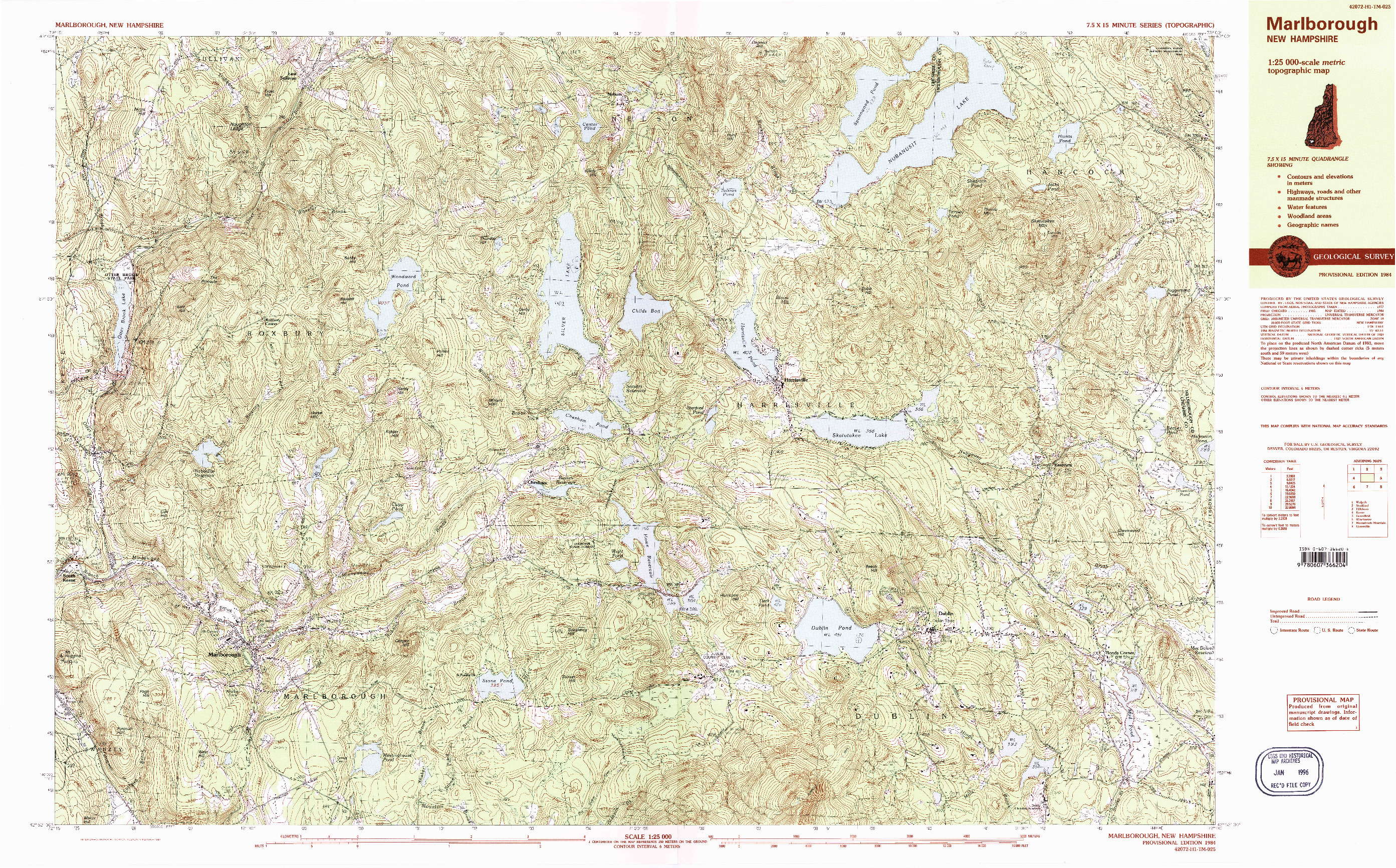 USGS 1:25000-SCALE QUADRANGLE FOR MARLBOROUGH, NH 1984
