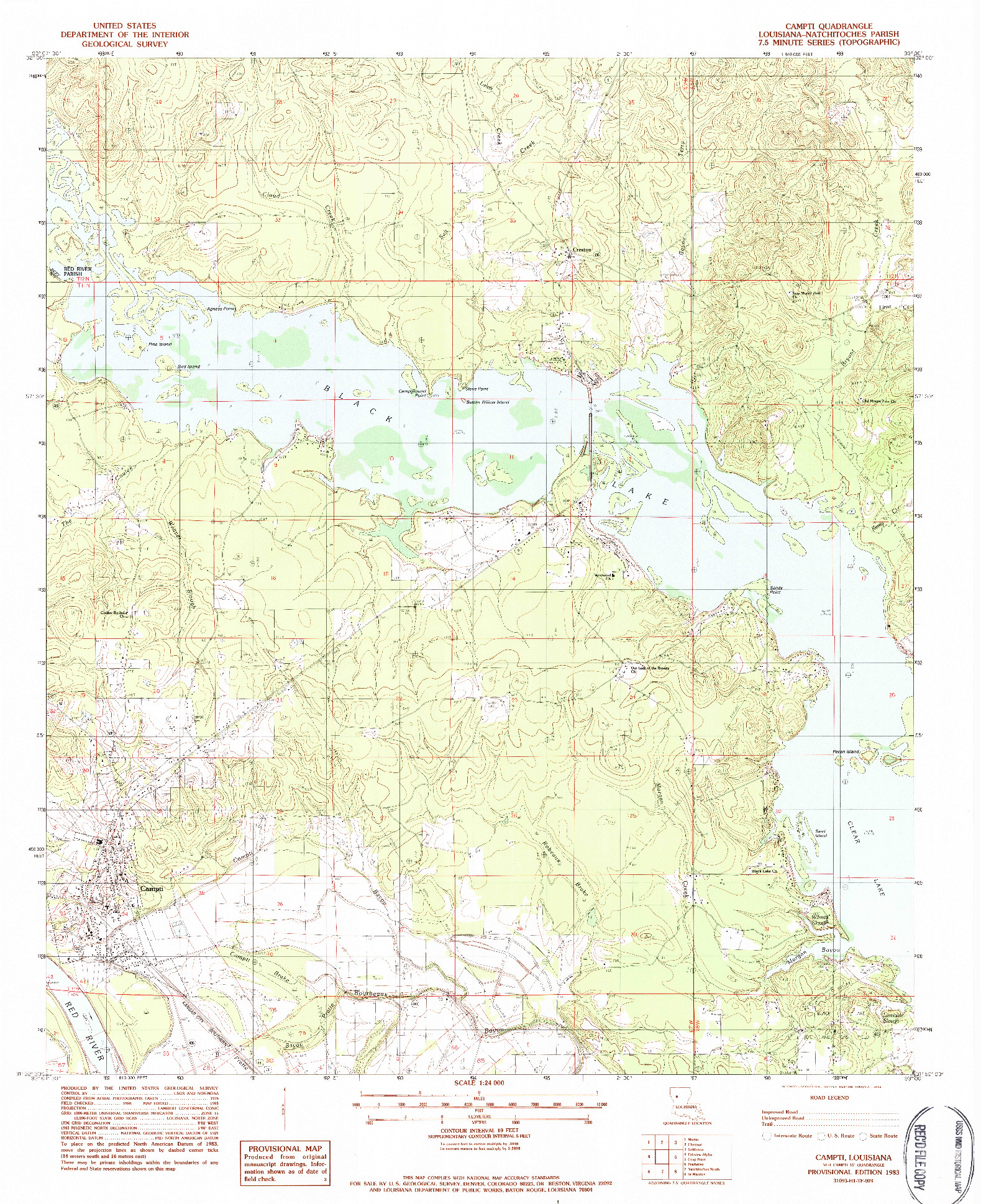 USGS 1:24000-SCALE QUADRANGLE FOR CAMPTI, LA 1983