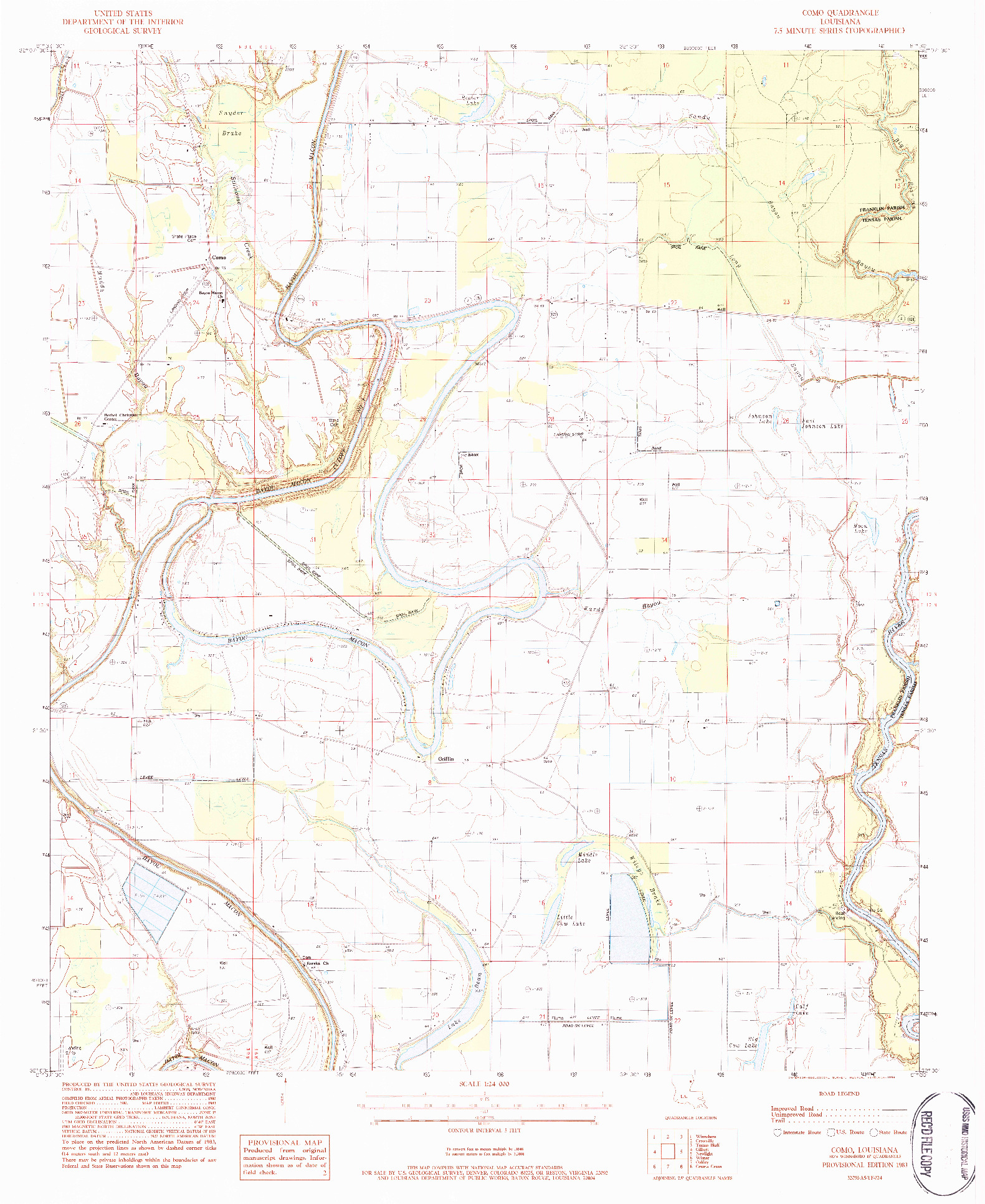 USGS 1:24000-SCALE QUADRANGLE FOR COMO, LA 1983