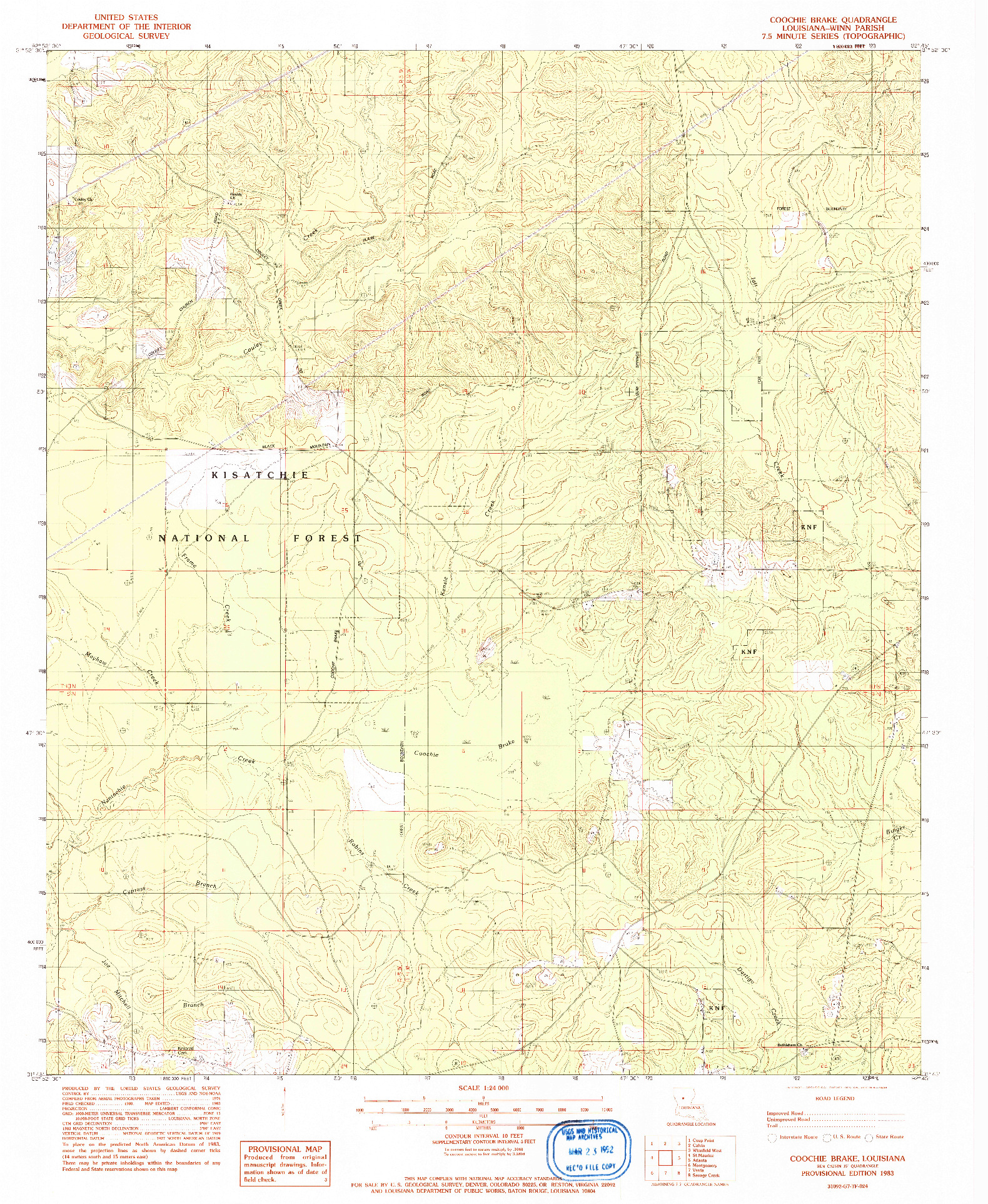 USGS 1:24000-SCALE QUADRANGLE FOR COOCHIE BRAKE, LA 1983