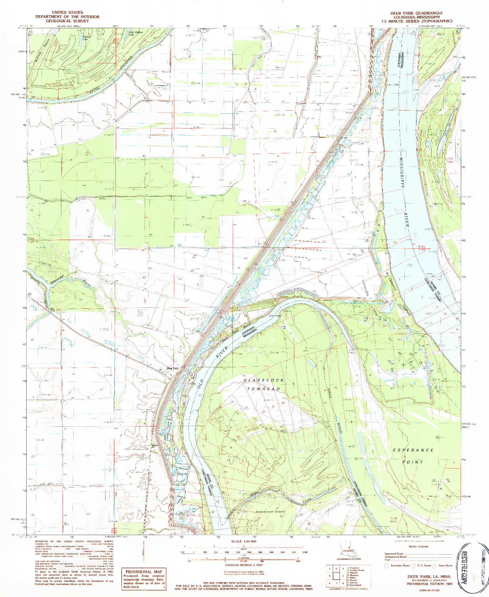 USGS 1:24000-SCALE QUADRANGLE FOR DEER PARK, LA 1983