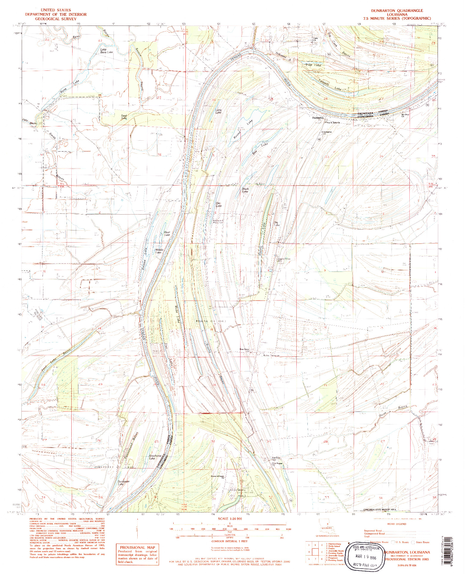 USGS 1:24000-SCALE QUADRANGLE FOR DUNBARTON, LA 1983