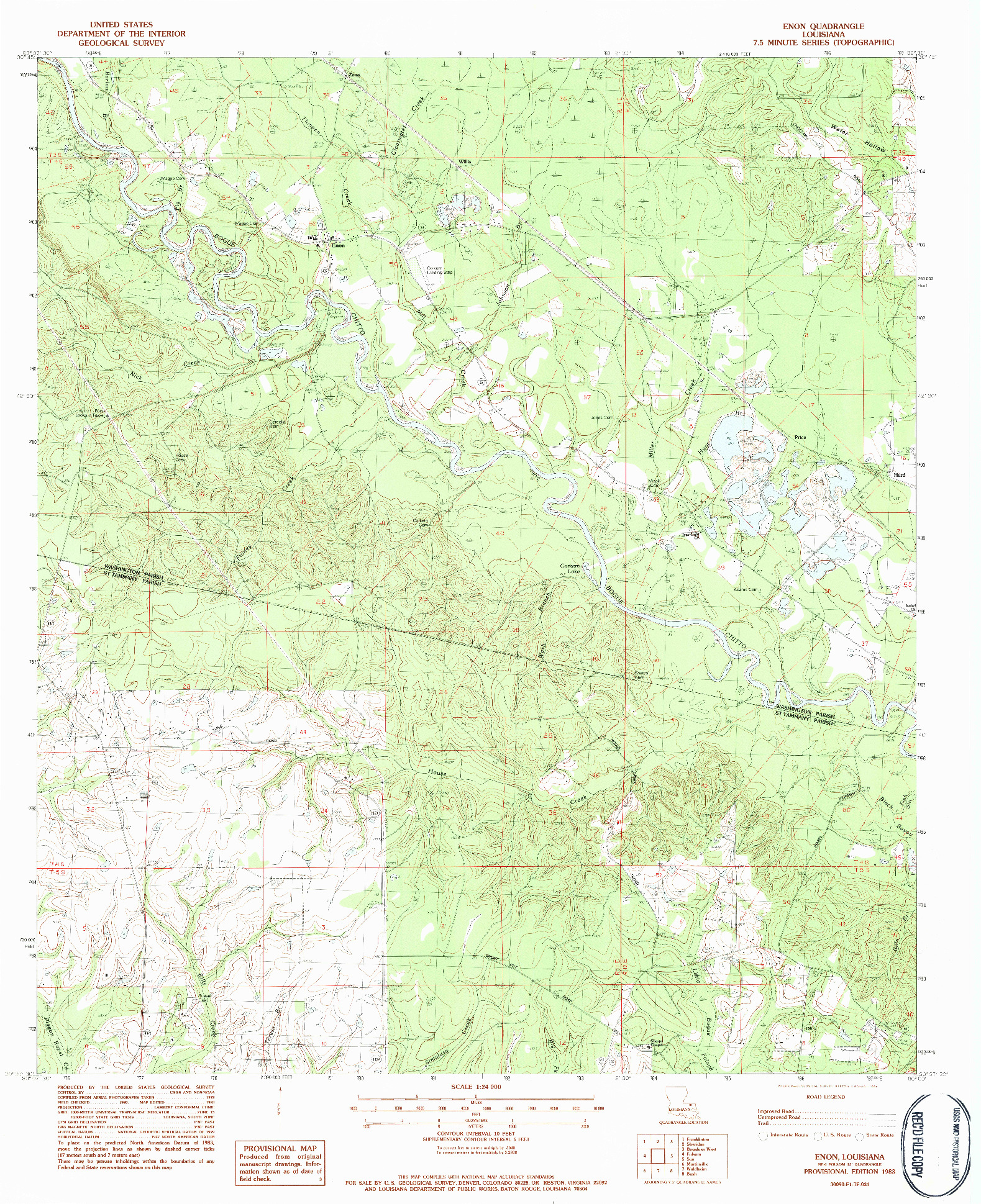 USGS 1:24000-SCALE QUADRANGLE FOR ENON, LA 1983