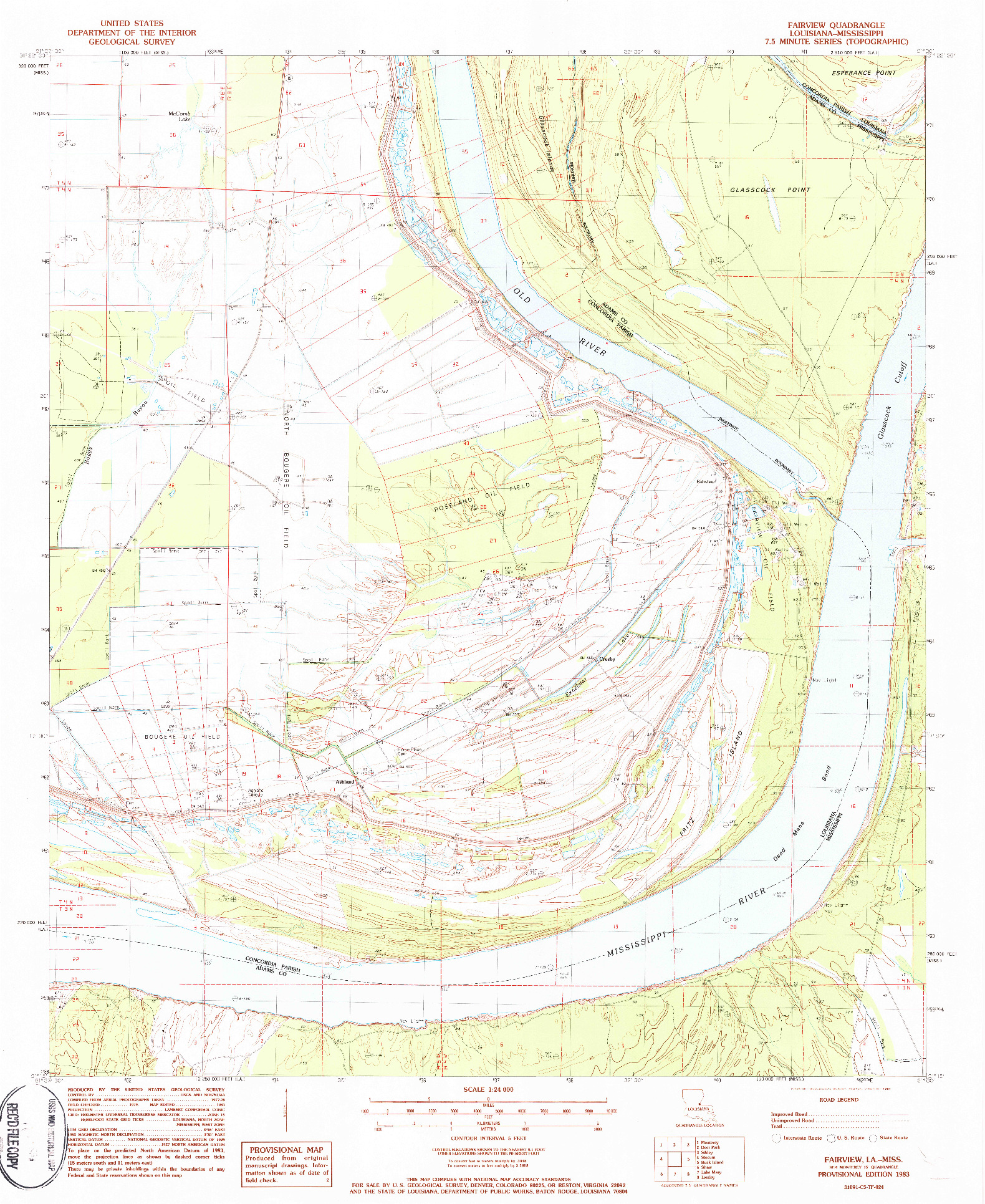 USGS 1:24000-SCALE QUADRANGLE FOR FAIRVIEW, LA 1983