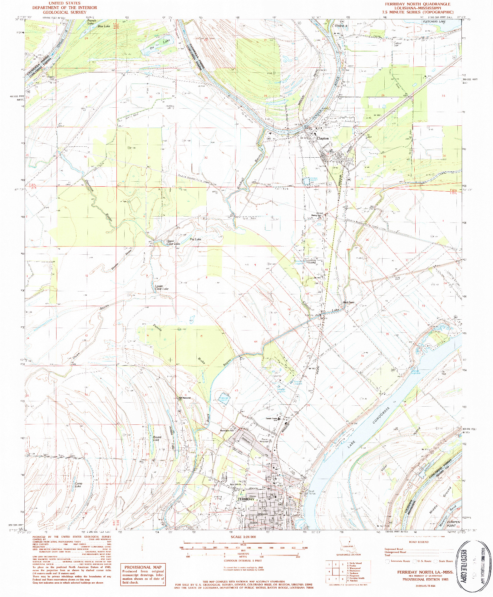 USGS 1:24000-SCALE QUADRANGLE FOR FERRIDAY NORTH, LA 1983