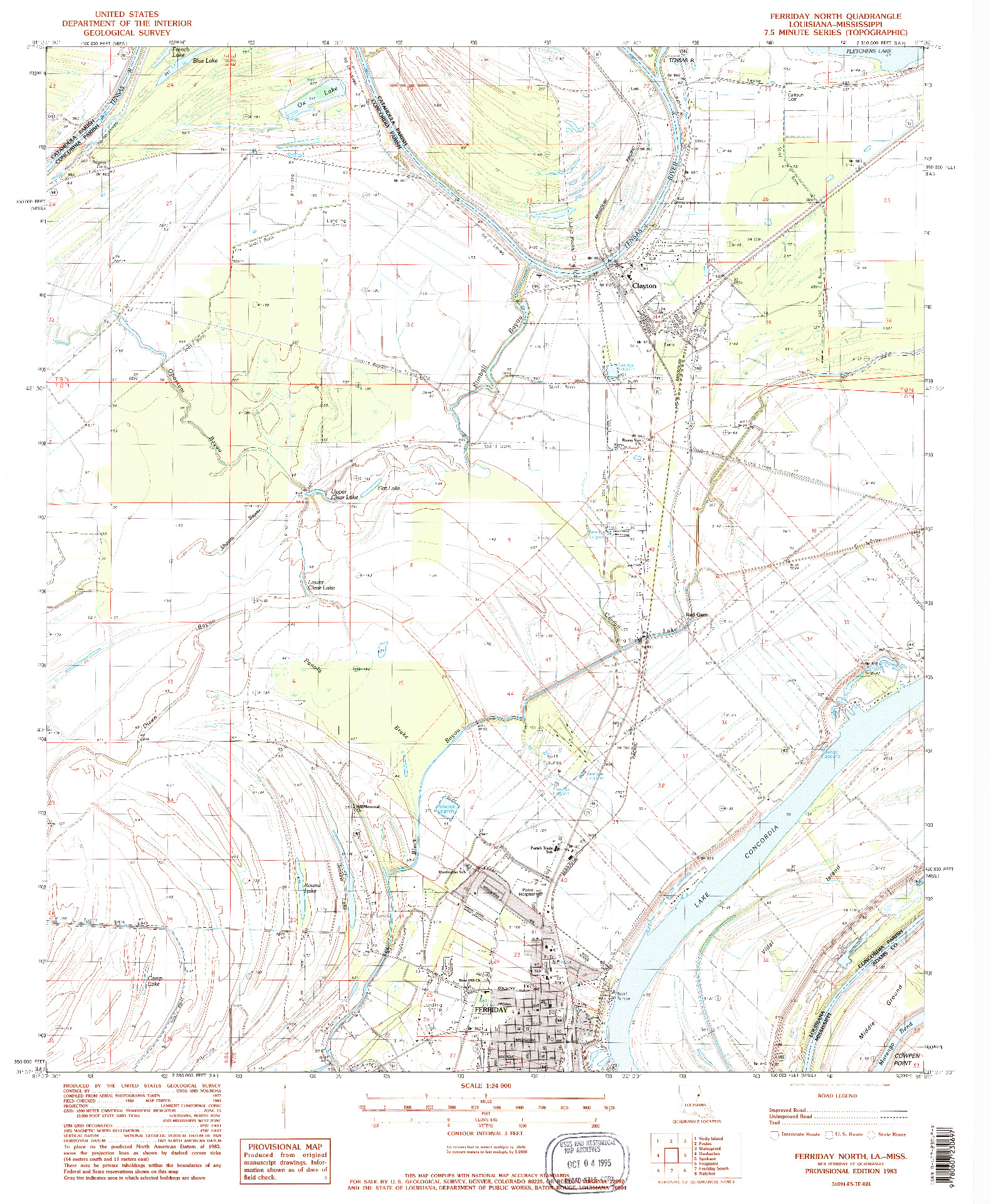 USGS 1:24000-SCALE QUADRANGLE FOR FERRIDAY NORTH, LA 1983