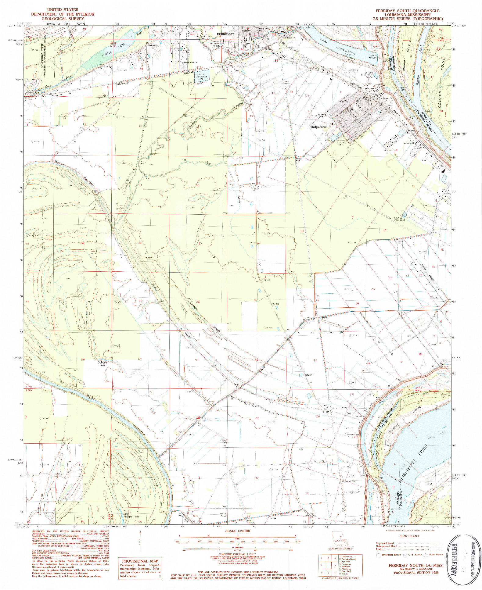 USGS 1:24000-SCALE QUADRANGLE FOR FERRIDAY SOUTH, LA 1983