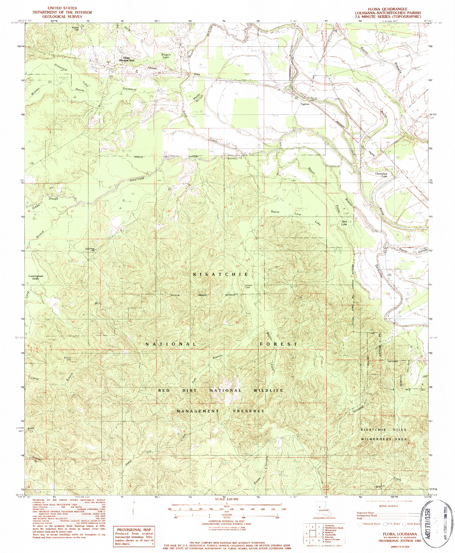 USGS 1:24000-SCALE QUADRANGLE FOR FLORA, LA 1983
