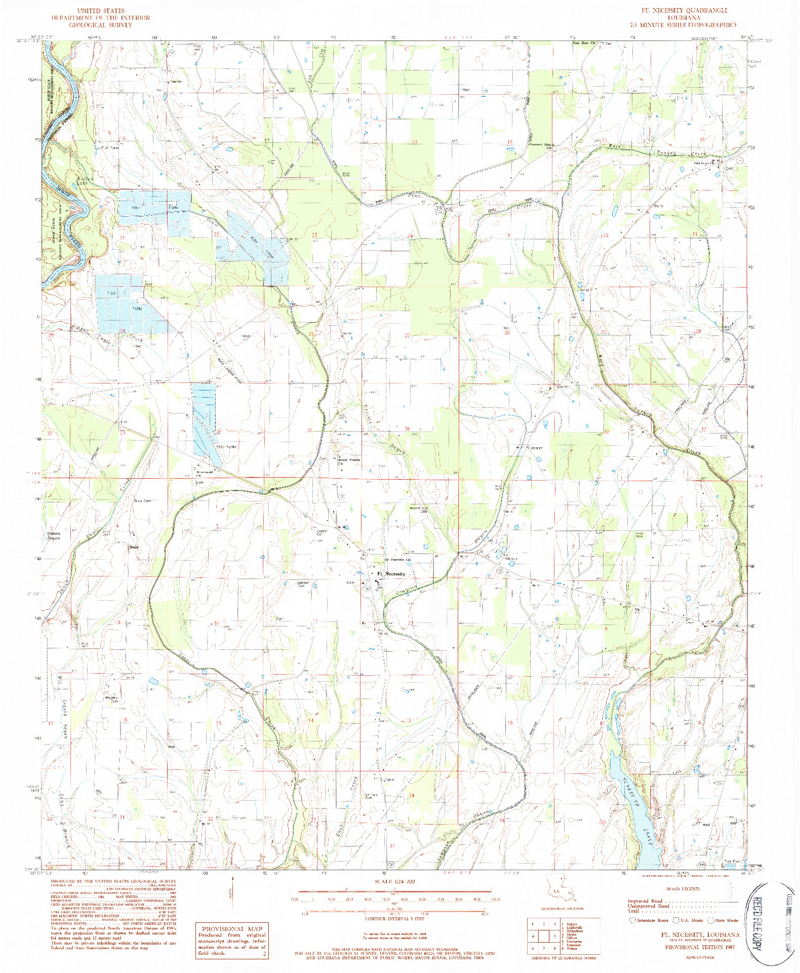 USGS 1:24000-SCALE QUADRANGLE FOR FORT NECESSITY, LA 1983