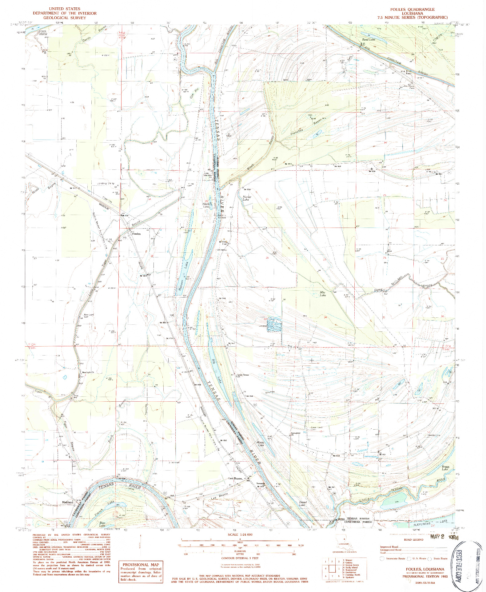 USGS 1:24000-SCALE QUADRANGLE FOR FOULES, LA 1983