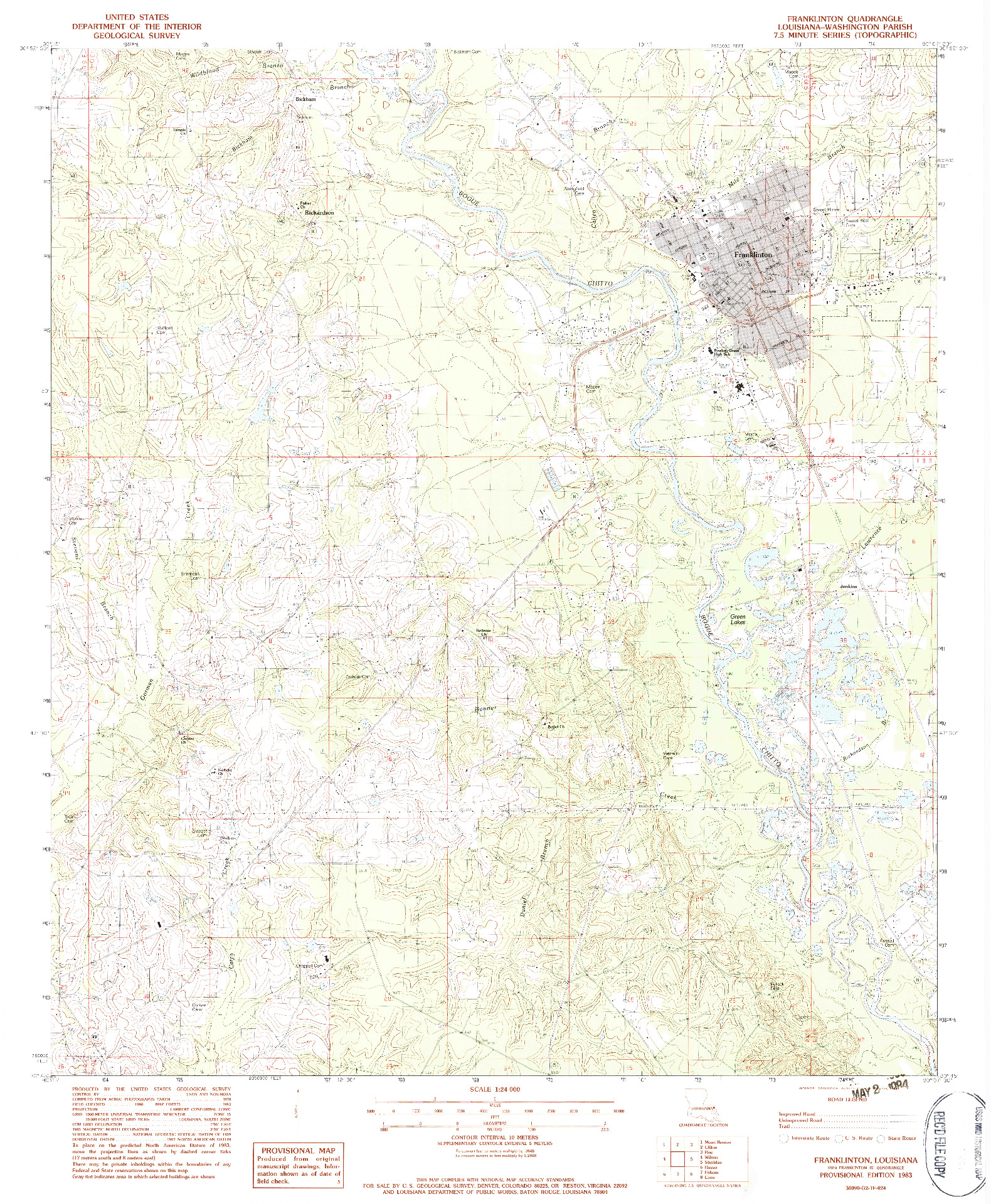 USGS 1:24000-SCALE QUADRANGLE FOR FRANKLINTON, LA 1983