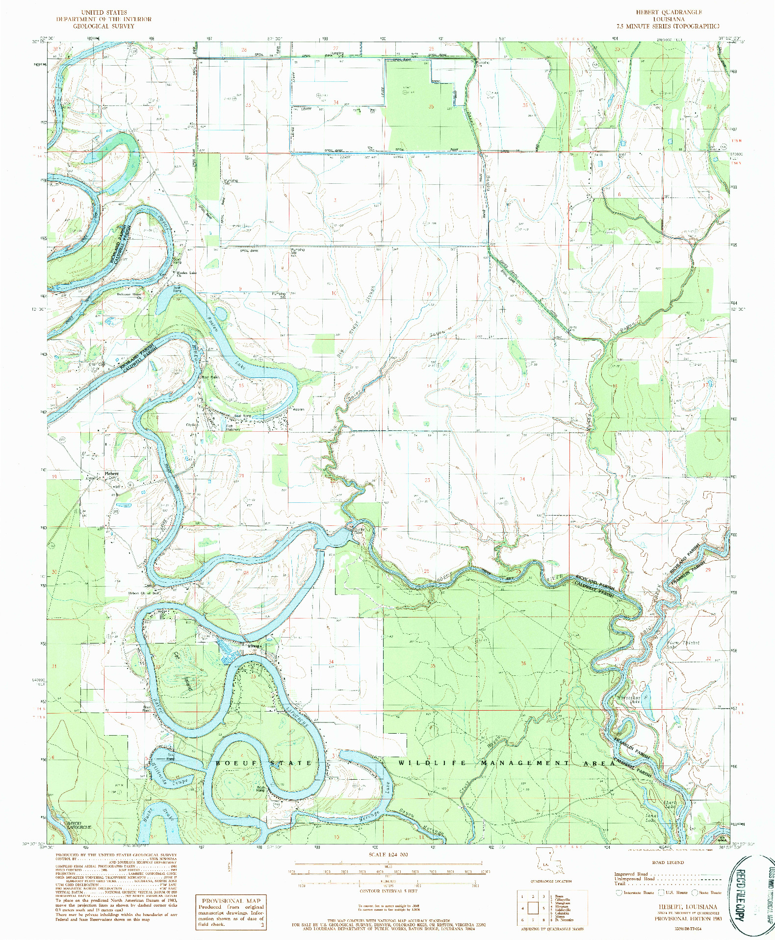 USGS 1:24000-SCALE QUADRANGLE FOR HEBERT, LA 1983