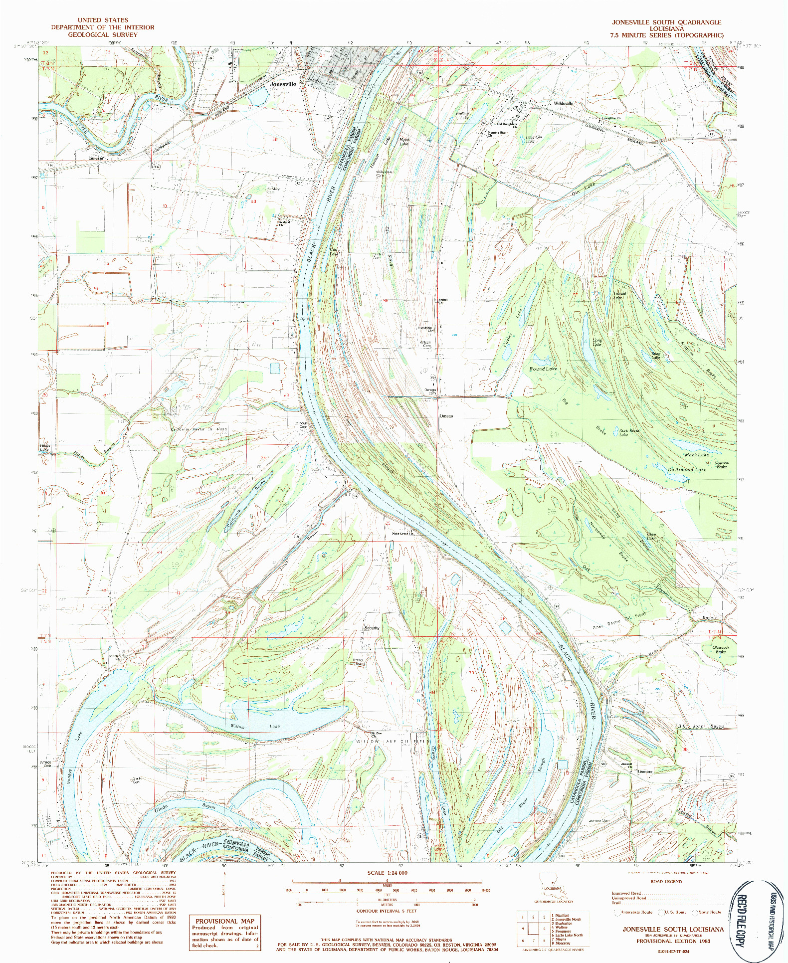 USGS 1:24000-SCALE QUADRANGLE FOR JONESVILLE SOUTH, LA 1983