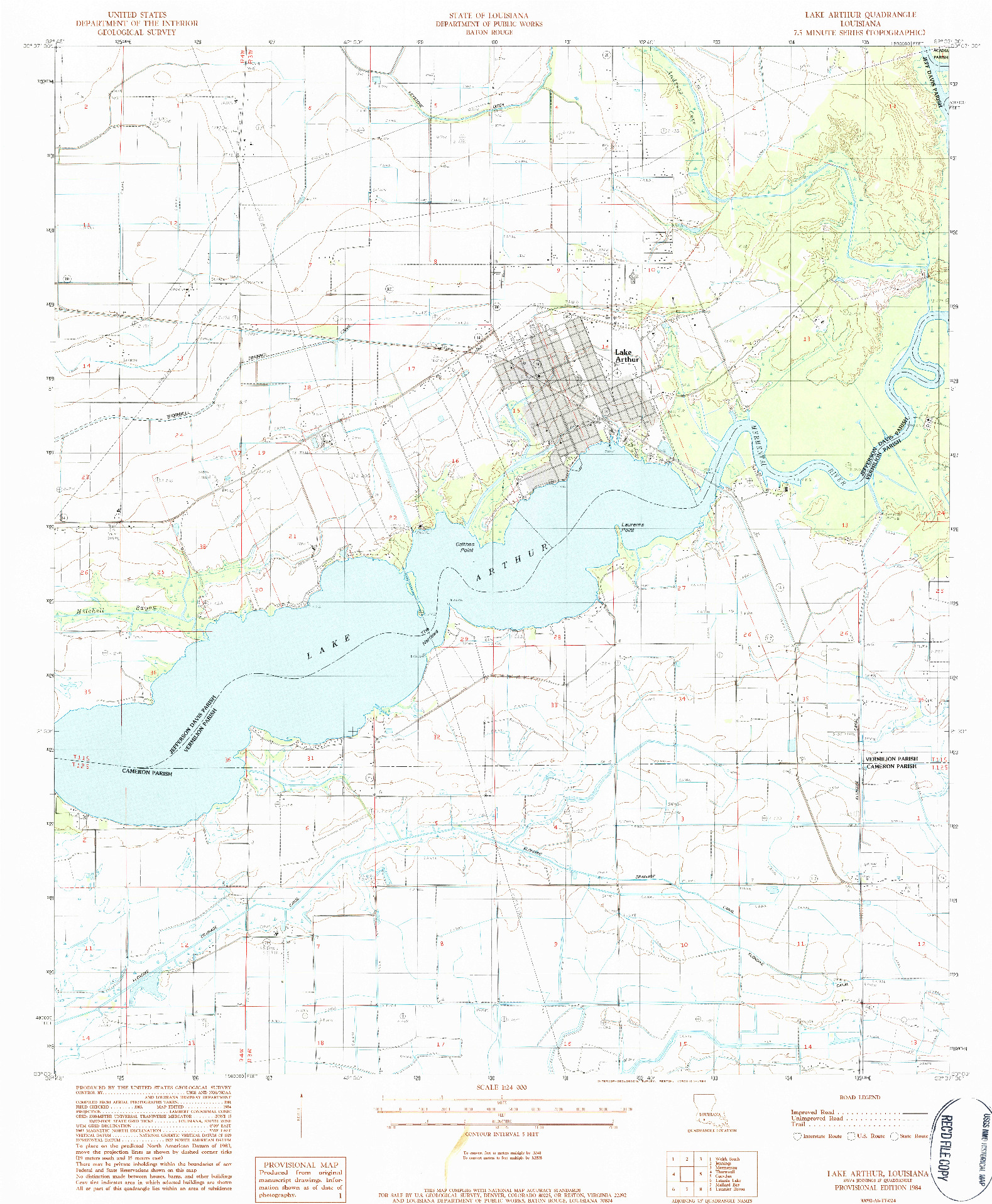 USGS 1:24000-SCALE QUADRANGLE FOR LAKE ARTHUR, LA 1984