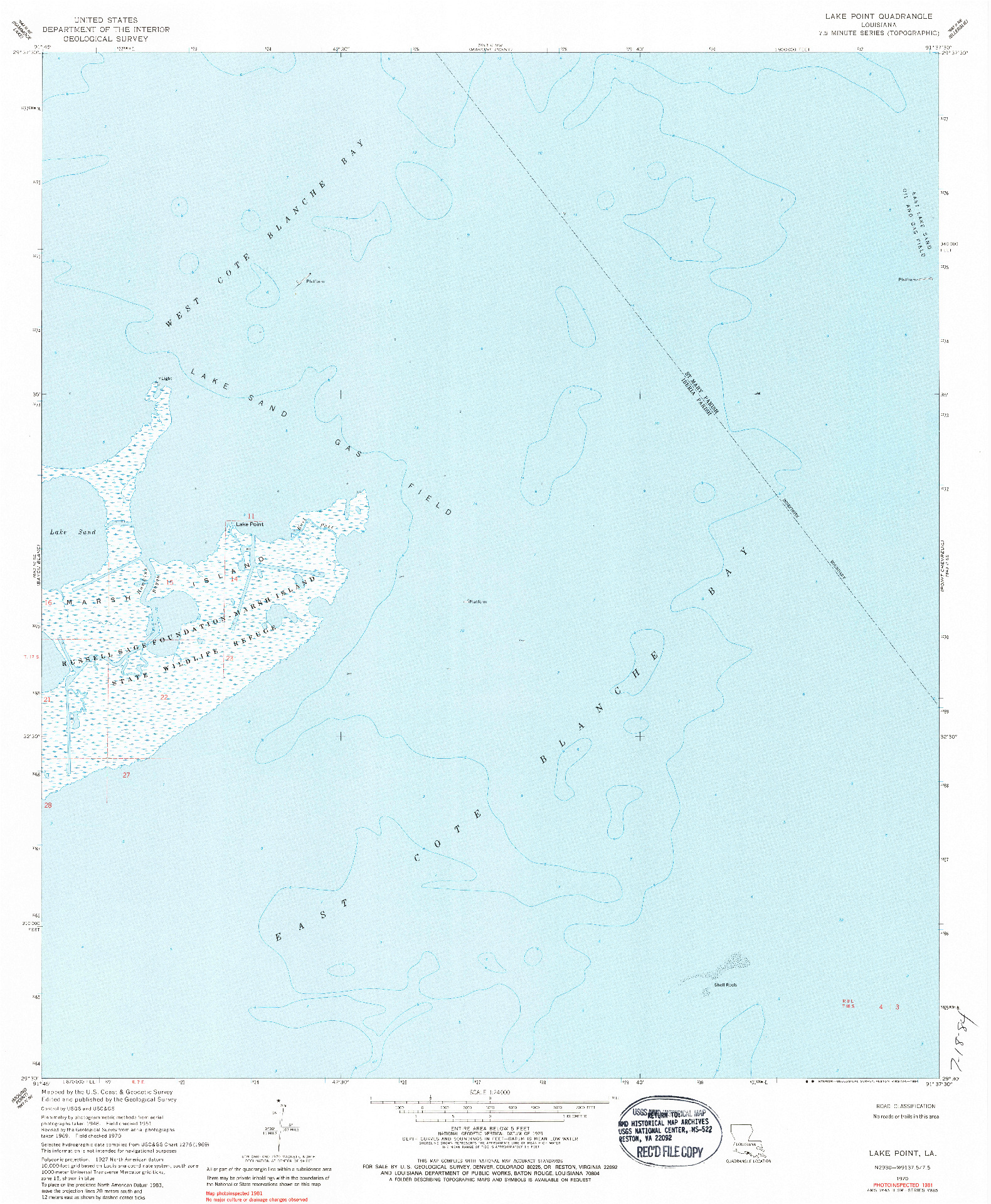 USGS 1:24000-SCALE QUADRANGLE FOR LAKE POINT, LA 1970